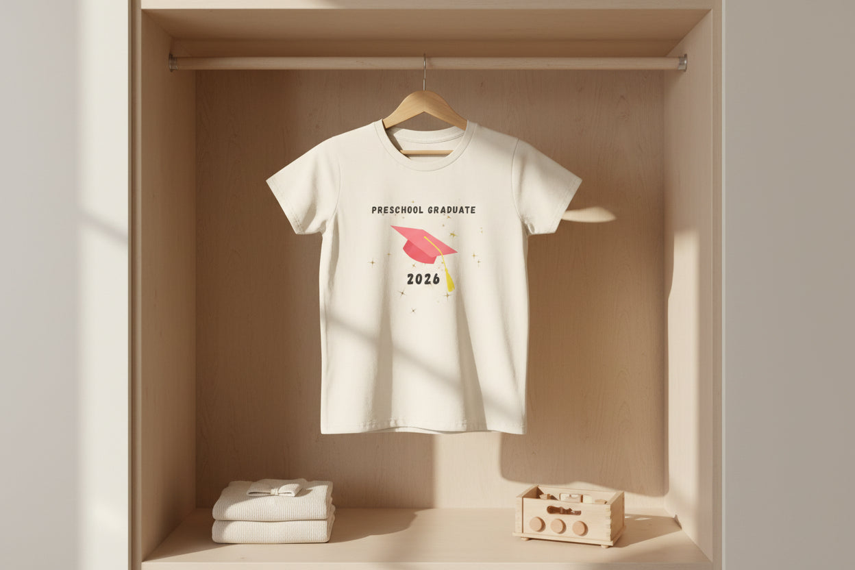 Preschool Graduate 2026 Toddler Tee — Pink Graduation Cap Shirt