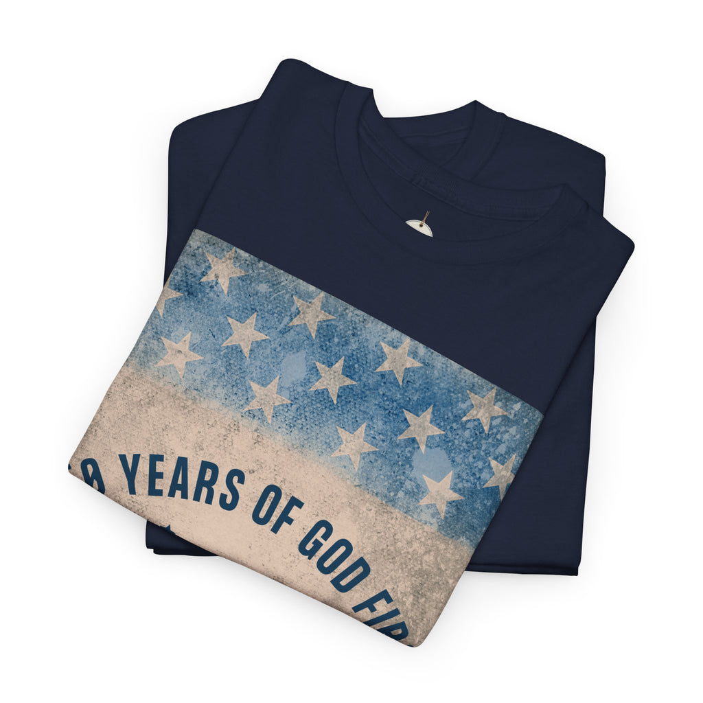 God First 250 Years Vintage American Flag  and Patriotic T-Shirt