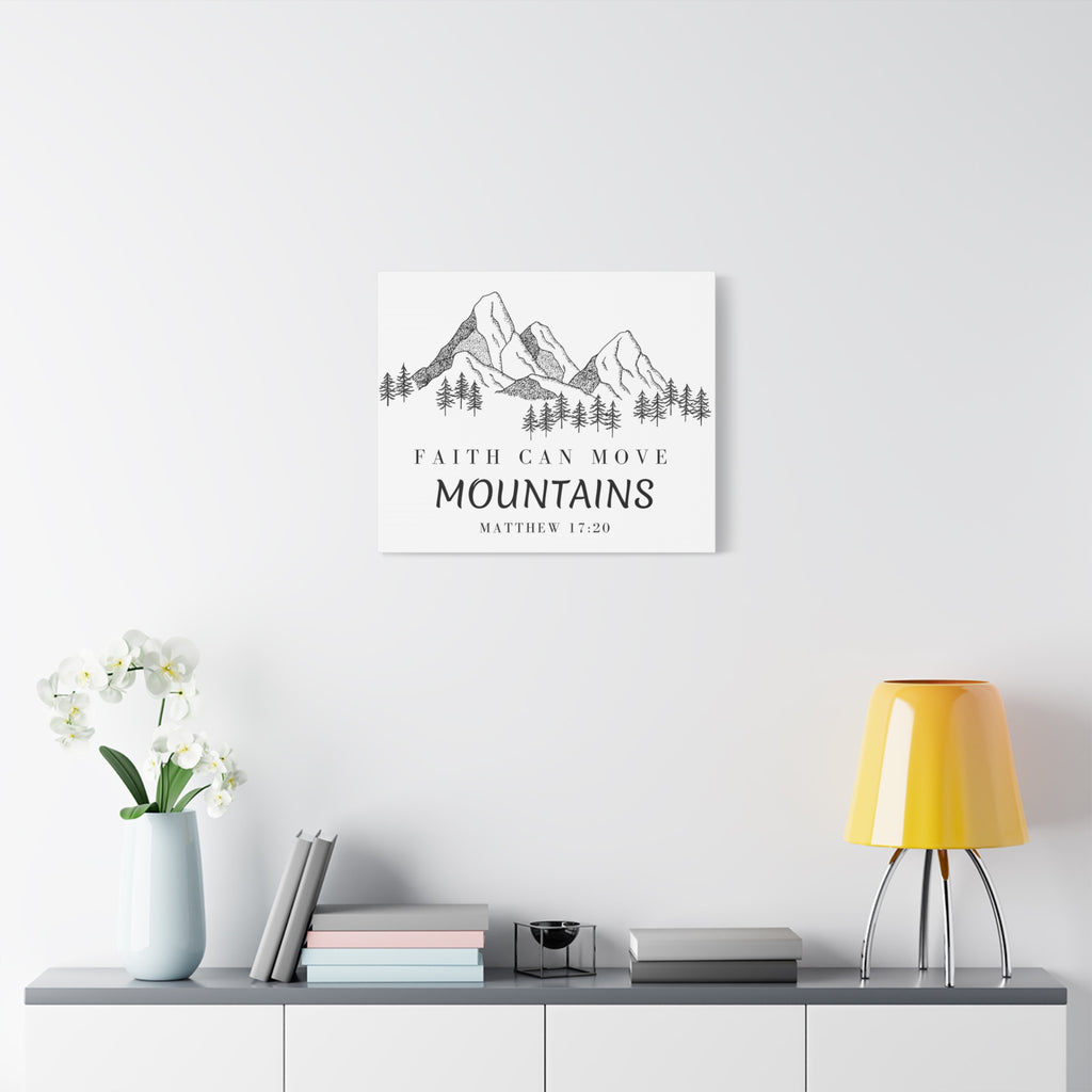 Faith Can Move Mountains Canvas Wall Art — Matthew 17:20 Inspirational Mountain Print