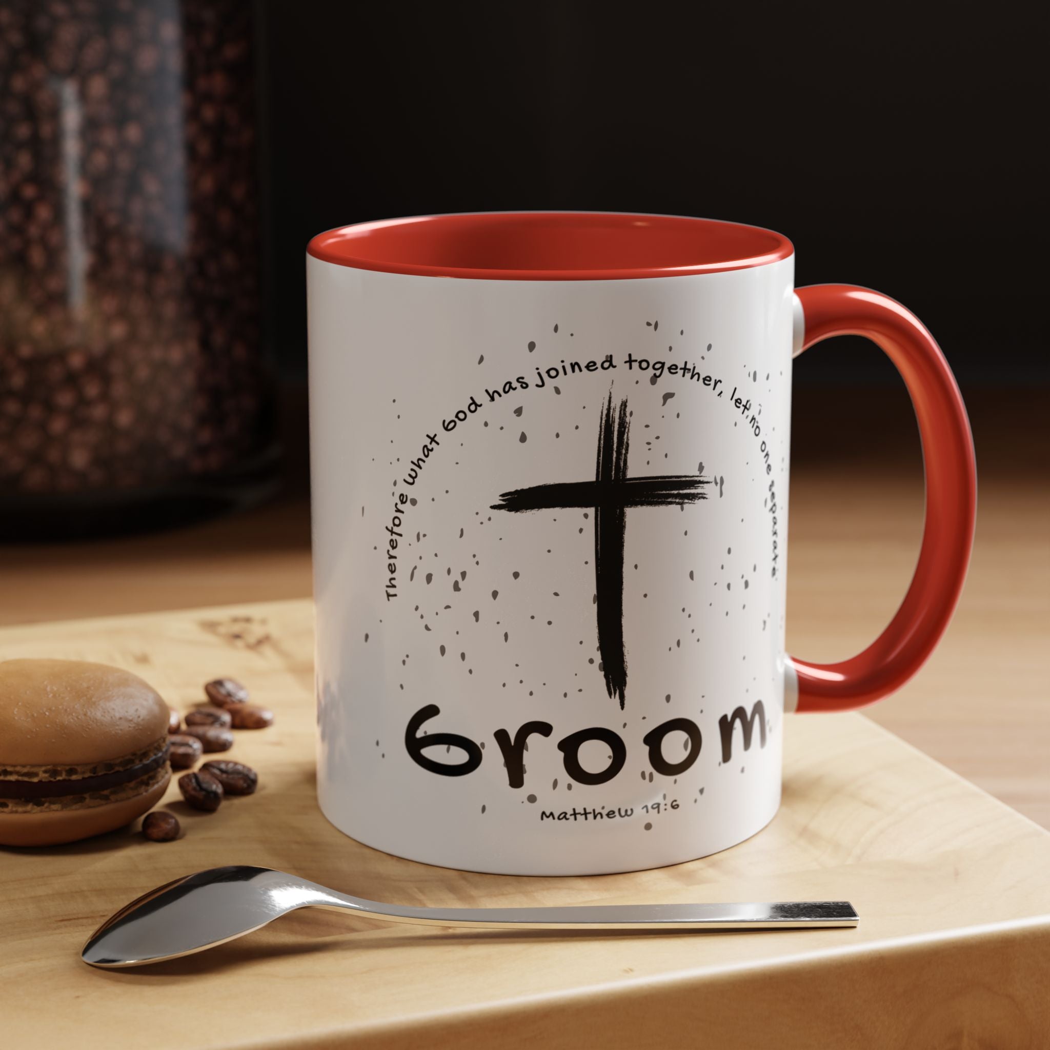 Groom Faith Coffee Mug – Cross & Matthew 19:6 Wedding Gift