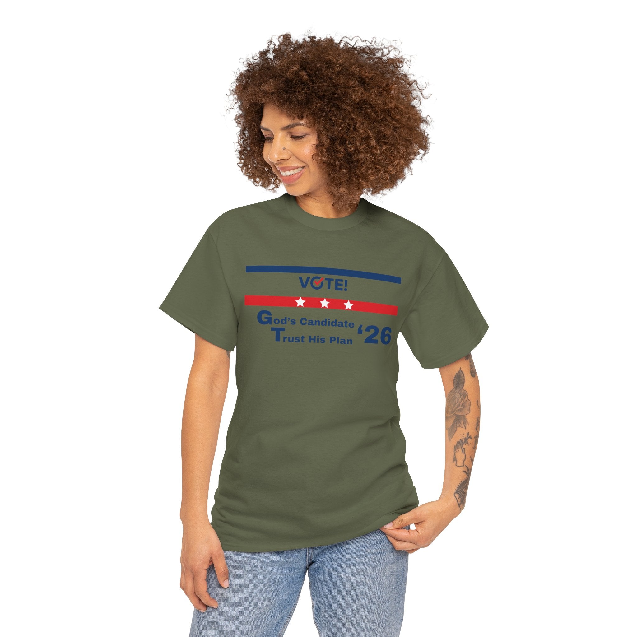 Political Vote '26 T‑Shirt — "God's Candidate Trust His Plan" Patriotic Tee