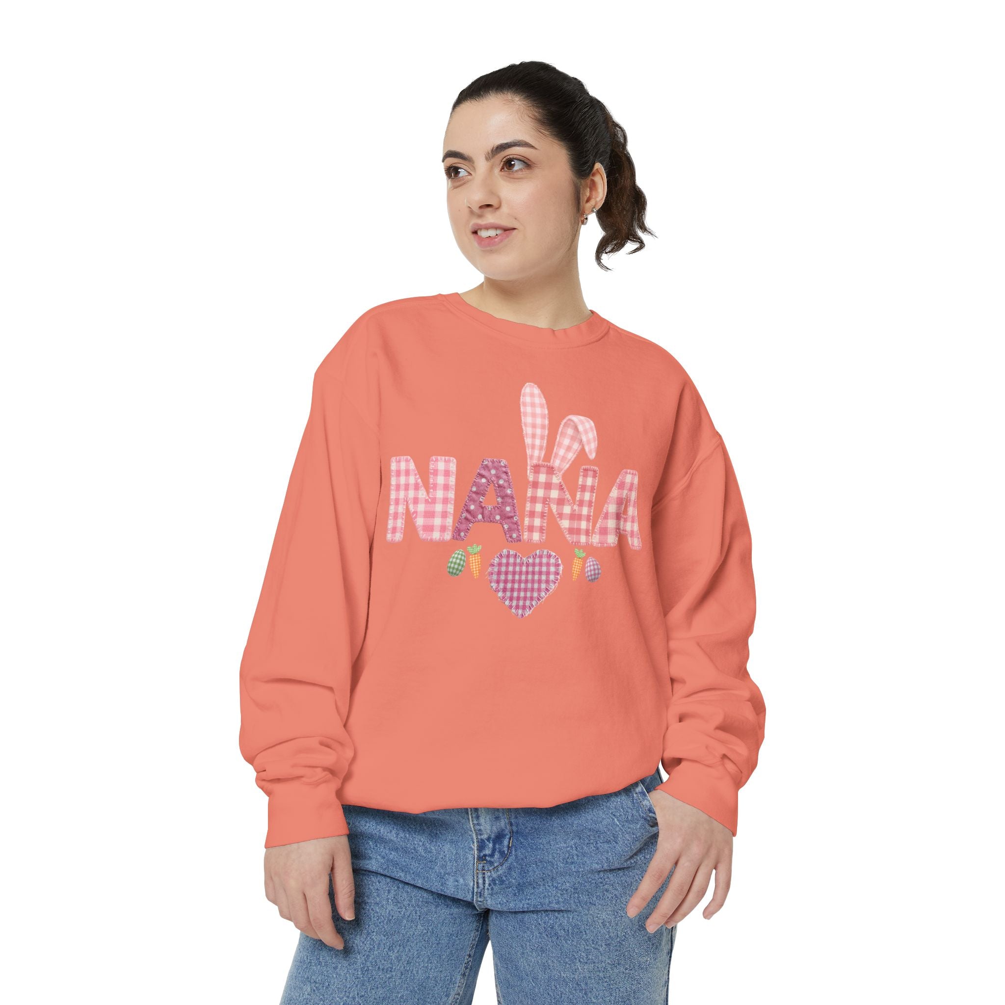 Nana Bunny Heart Sweatshirt — Cute Pink Easter Grandma (Nana) Pullover