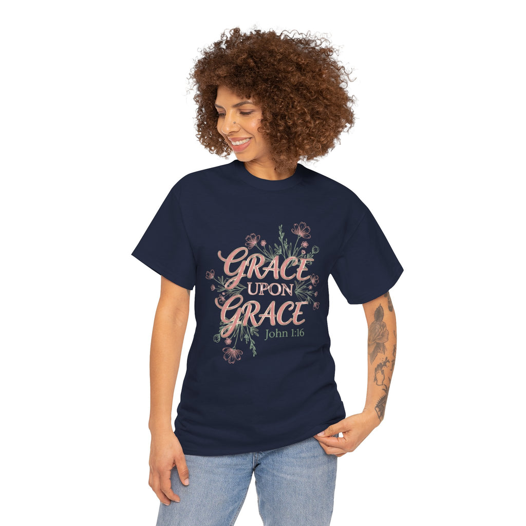 Grace Upon Grace Tee — John 1:16 Floral Christian T-Shirt