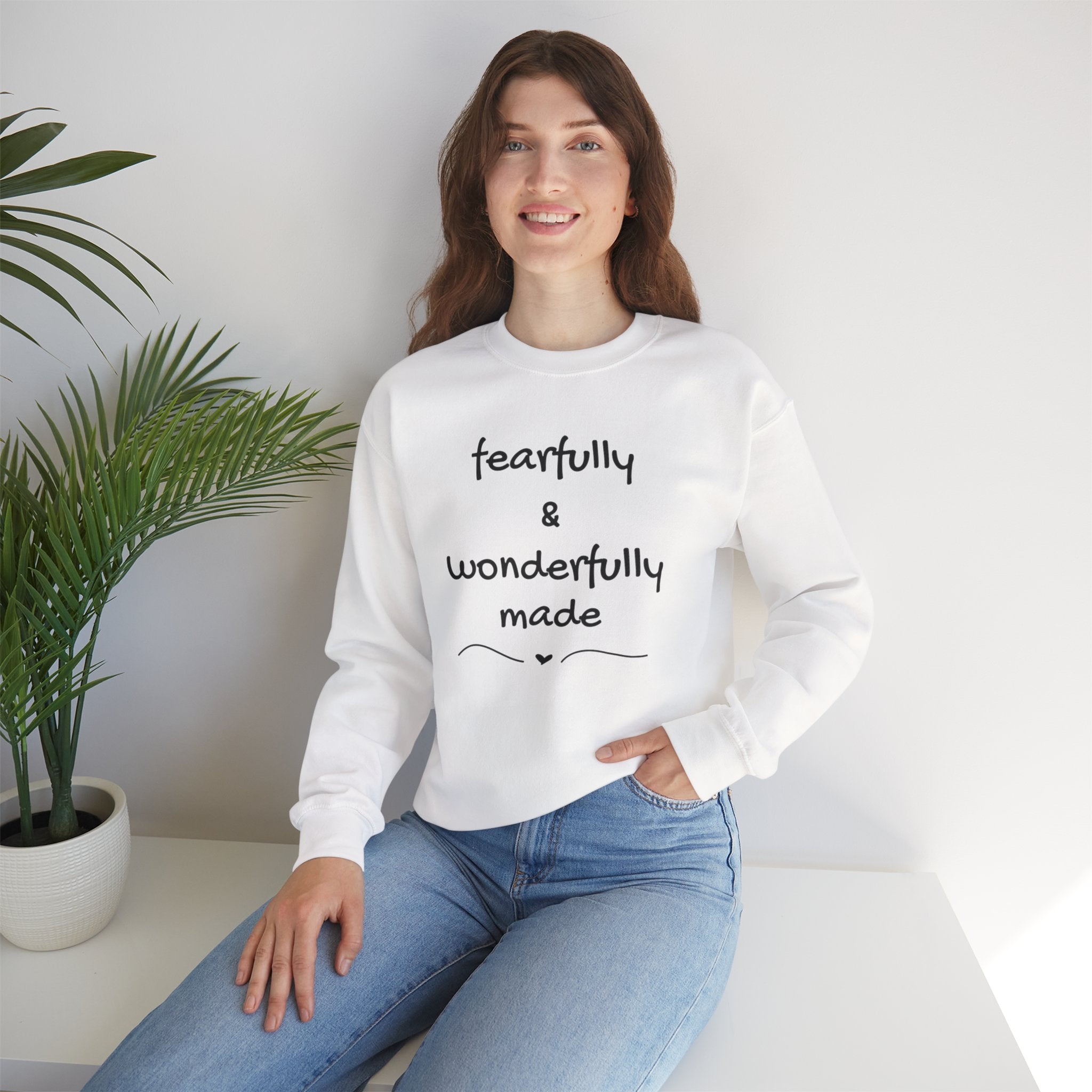 Faith-Based Crewneck Sweatshirt — "Fearfully & Wonderfully Made" Inspirational Pullover