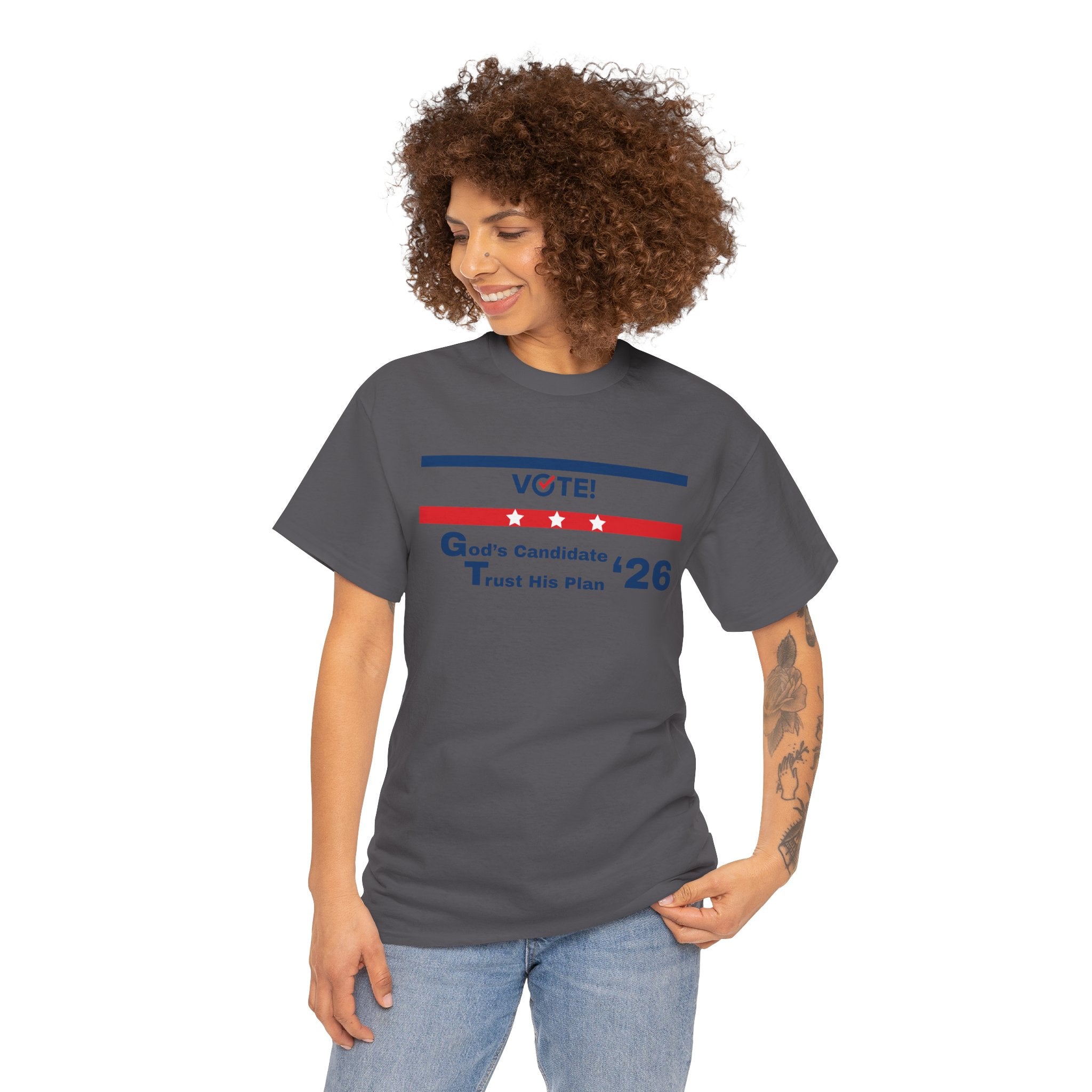 Political Vote '26 T‑Shirt — "God's Candidate Trust His Plan" Patriotic Tee