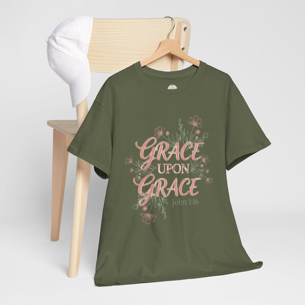 Grace Upon Grace Tee — John 1:16 Floral Christian T-Shirt