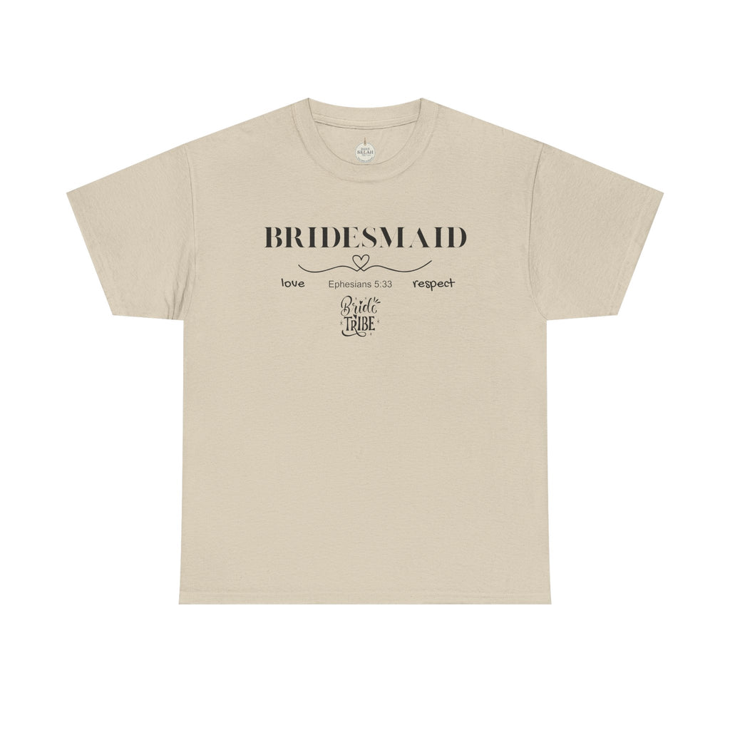 Bridesmaid T-Shirt — Elegant Script Bridal Party Tee (‘Bridesmaid’ with Heart) - Christian