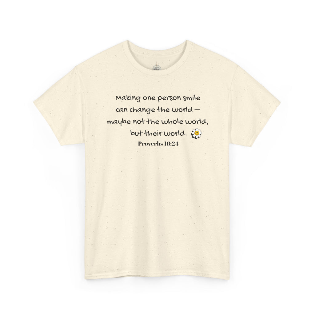 Inspirational Daisy Tee — “Making one person smile can change the world” Proverbs 11:21