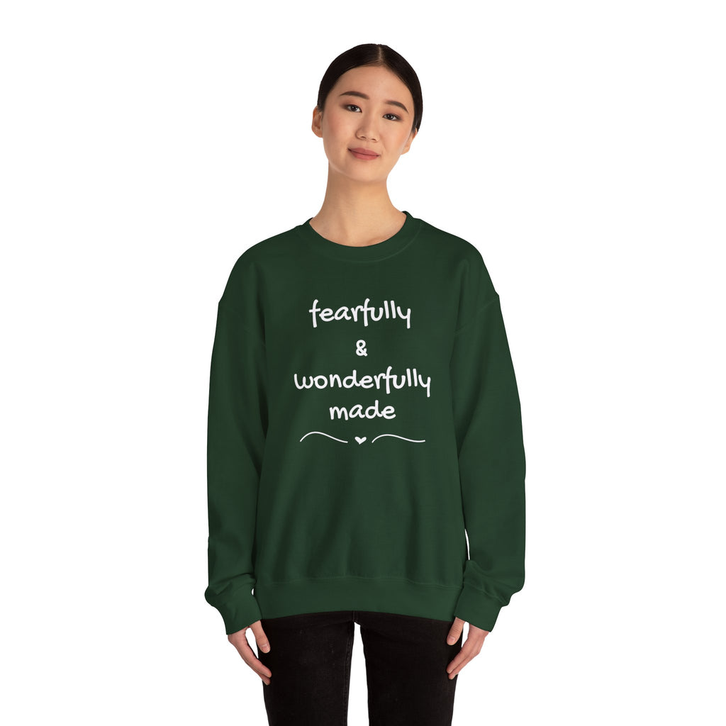 Faith-Based Crewneck Sweatshirt — "Fearfully & Wonderfully Made" Inspirational Pullover