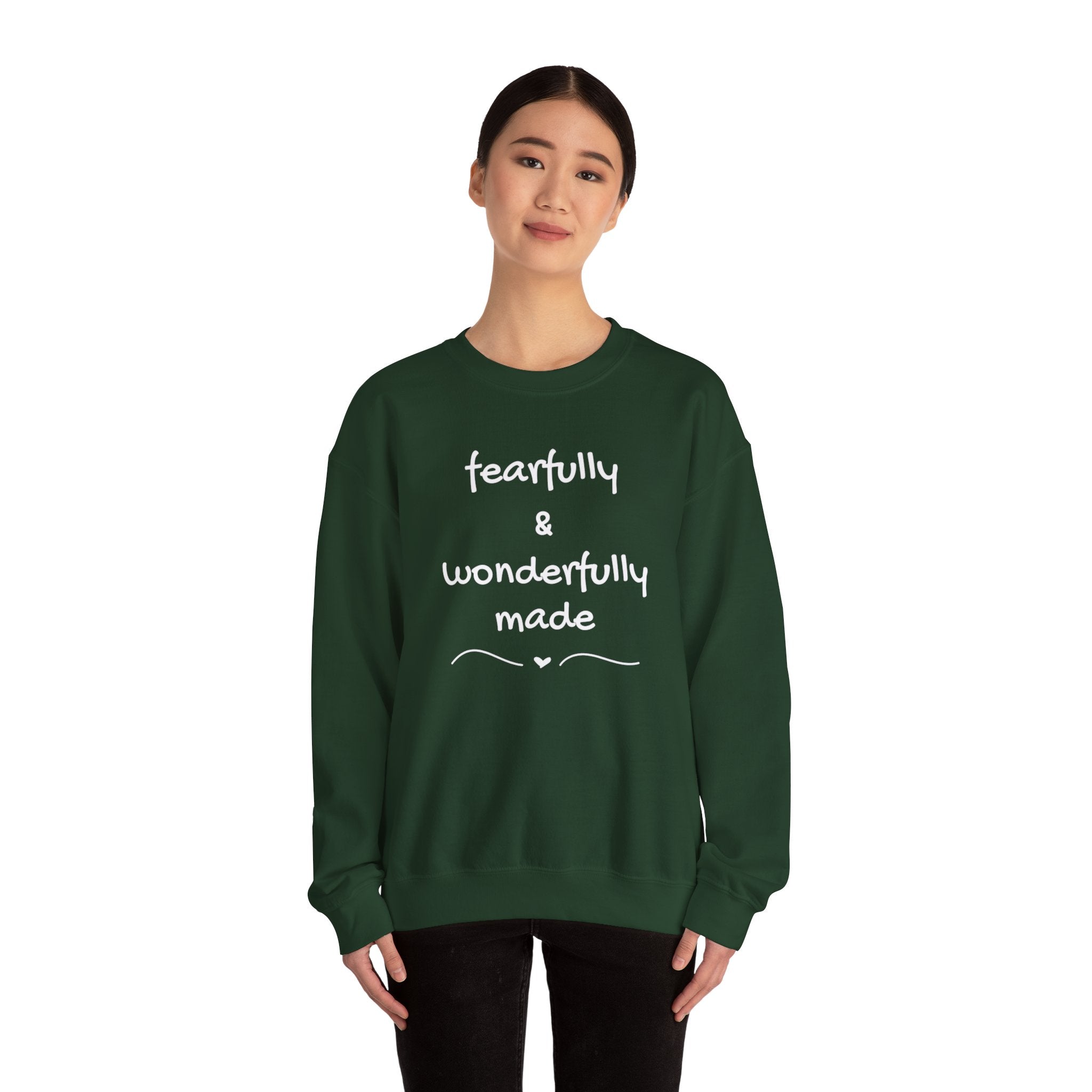 Faith-Based Crewneck Sweatshirt — "Fearfully & Wonderfully Made" Inspirational Pullover