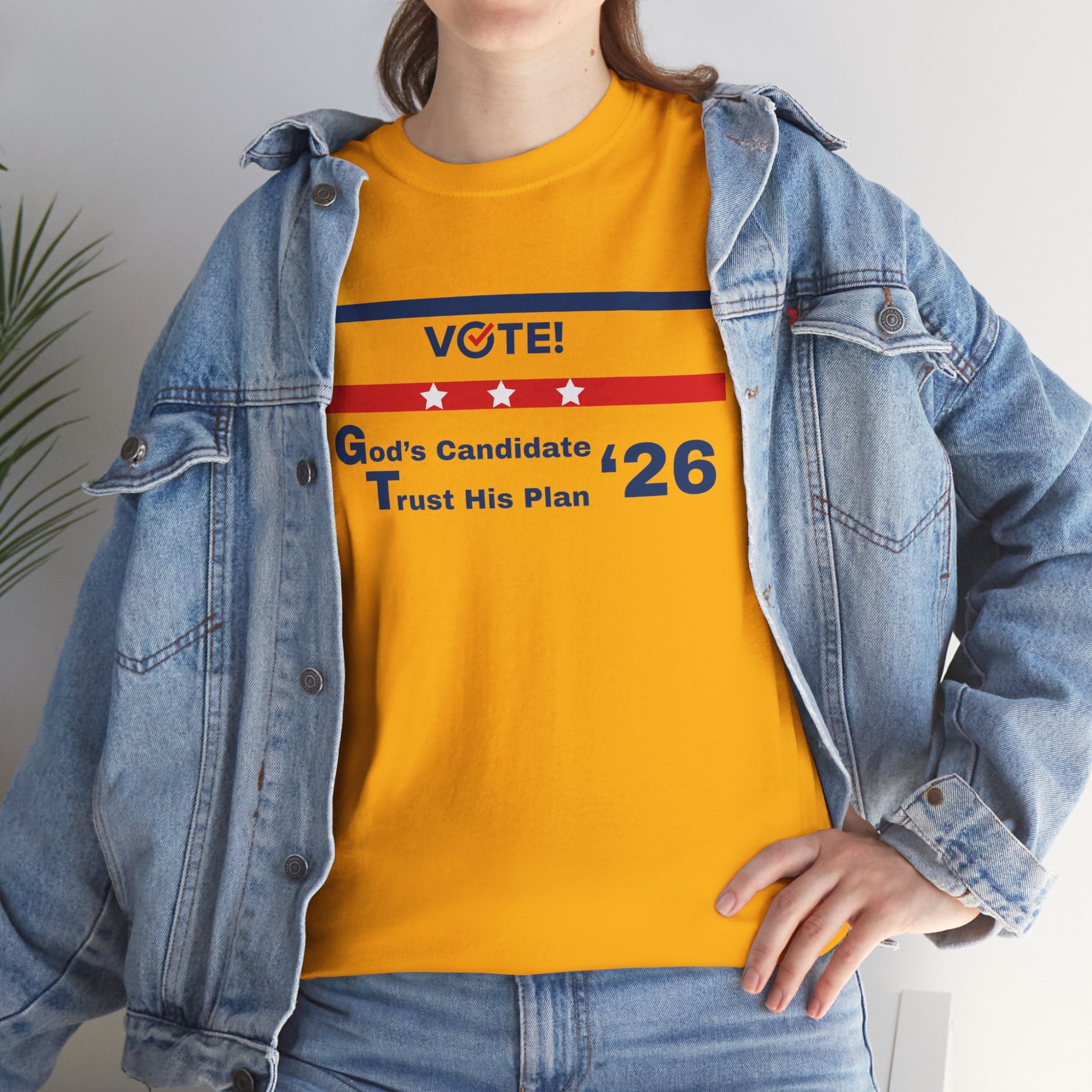 Political Vote '26 T‑Shirt — "God's Candidate Trust His Plan" Patriotic Tee