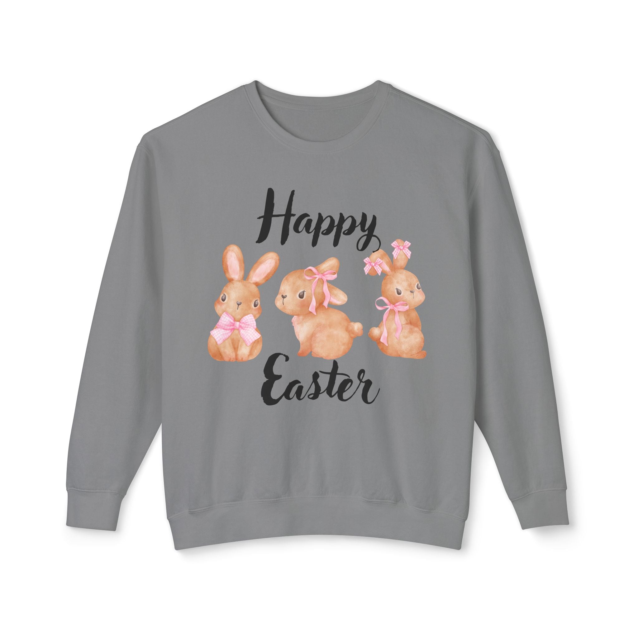 Comfort Colors - Easter Bunny Crewneck Sweatshirt – "Happy Easter" Pastel Bunny Design