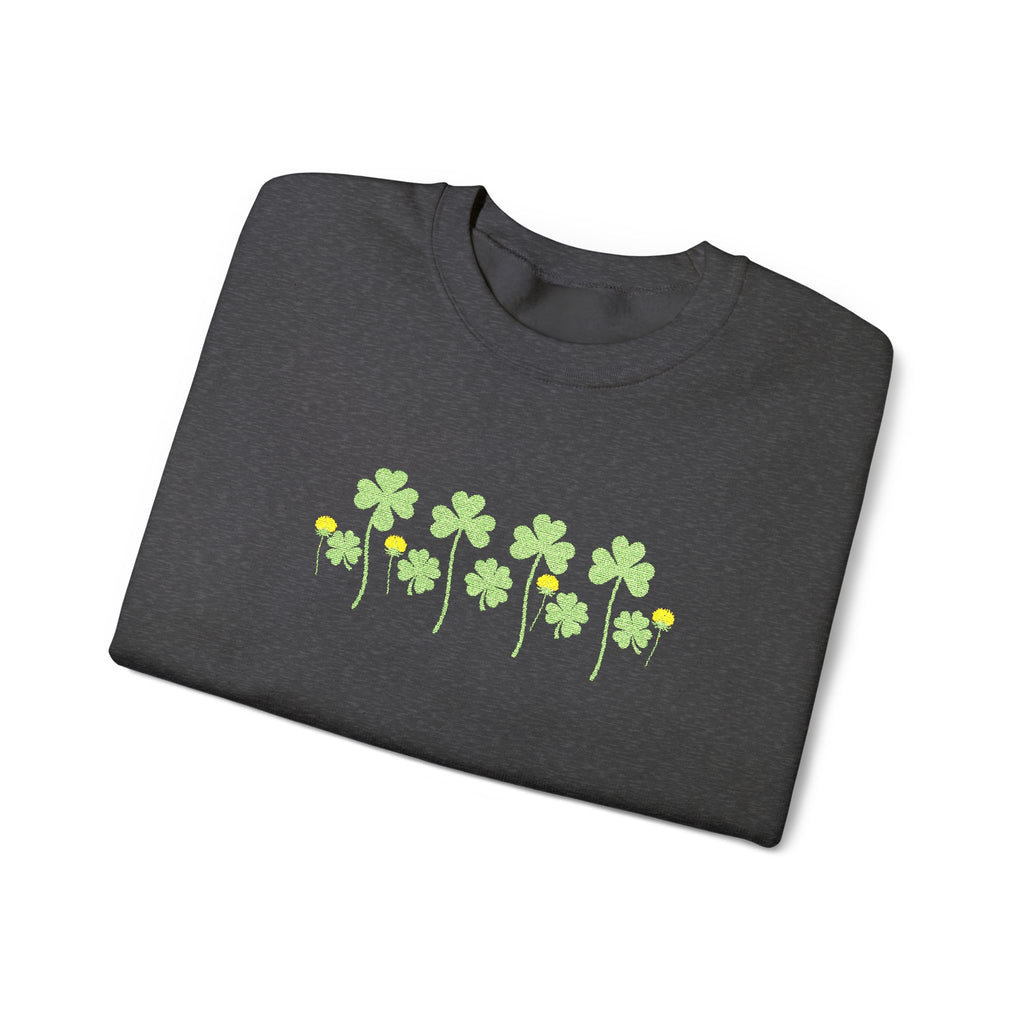 Embroidered St. Patrick's Day Shamrock Row Crewneck Sweatshirt