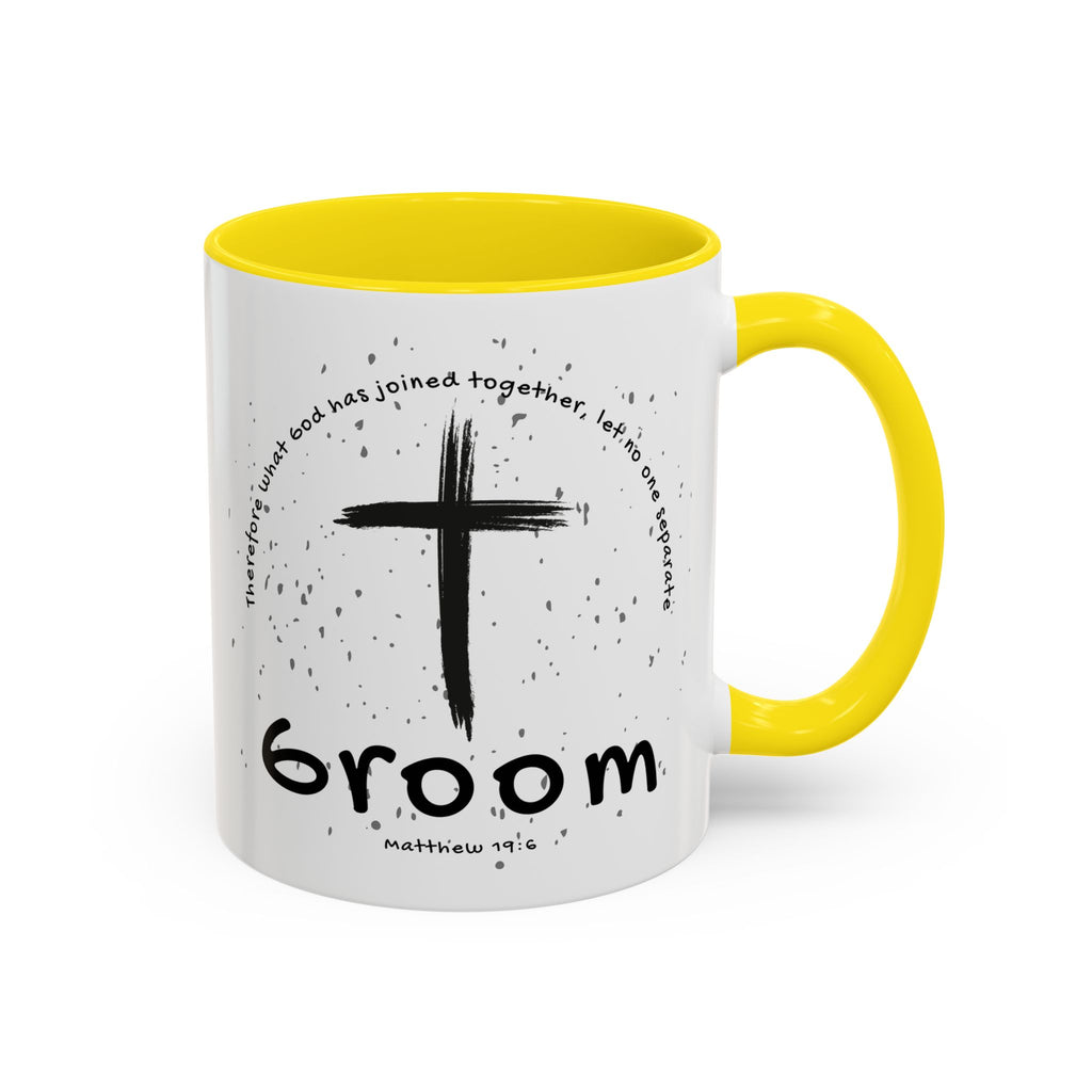 Groom Faith Coffee Mug – Cross & Matthew 19:6 Wedding Gift