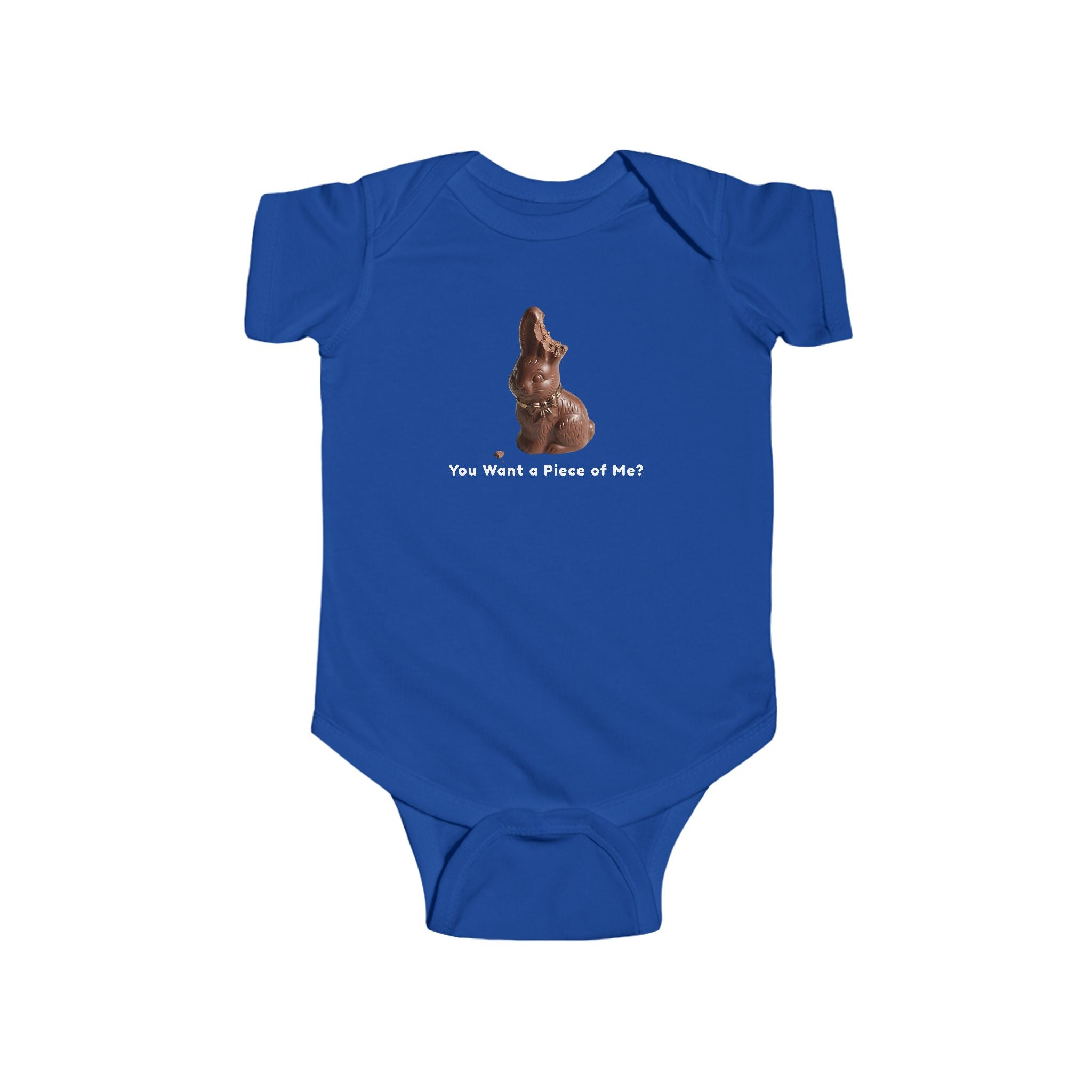 Infant Bodysuit "You Want a Piece of Me?" with Cute Chocolate Bunny Graphic