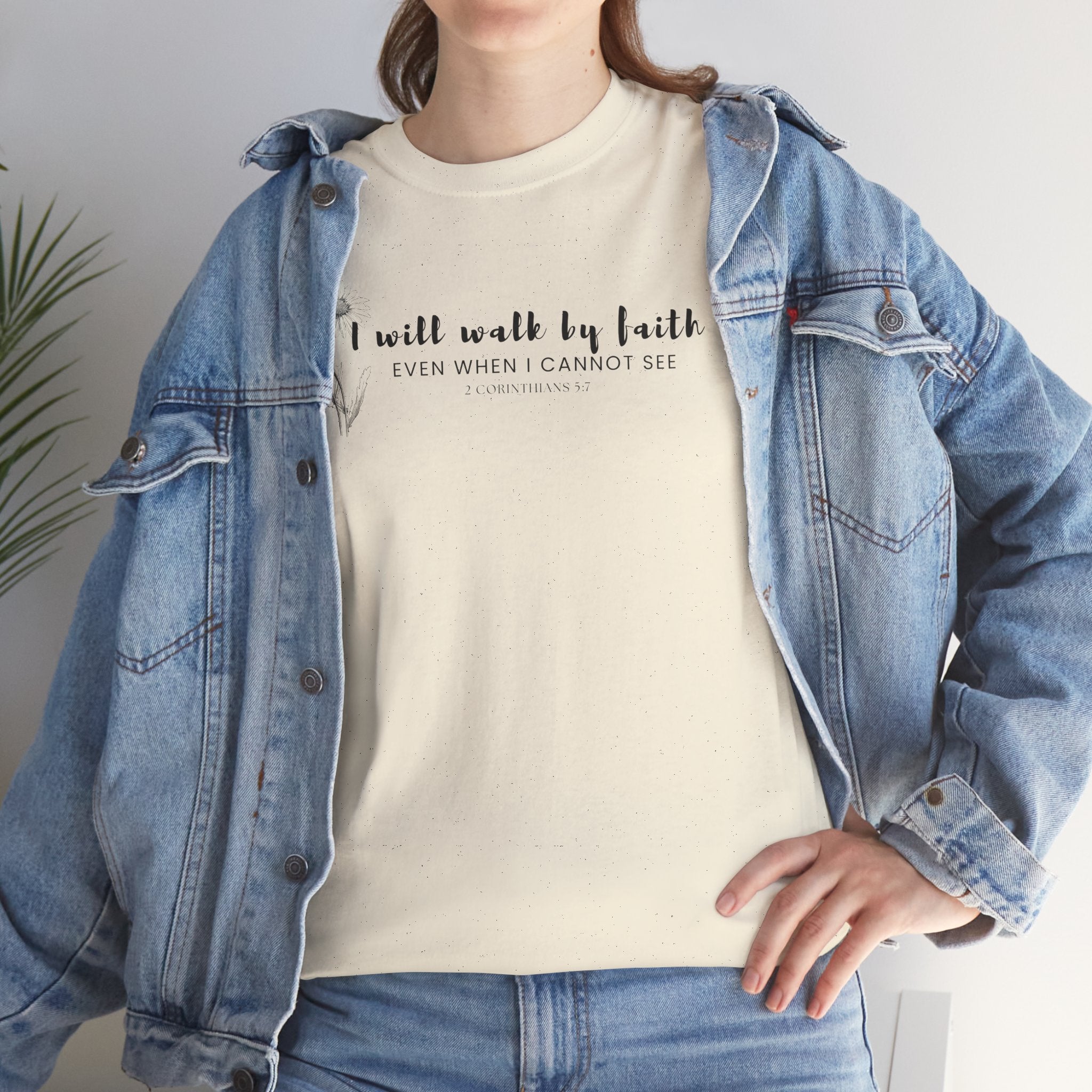 Faith Graphic Tee — "I Will Walk by Faith" Minimal Christian T-Shirt