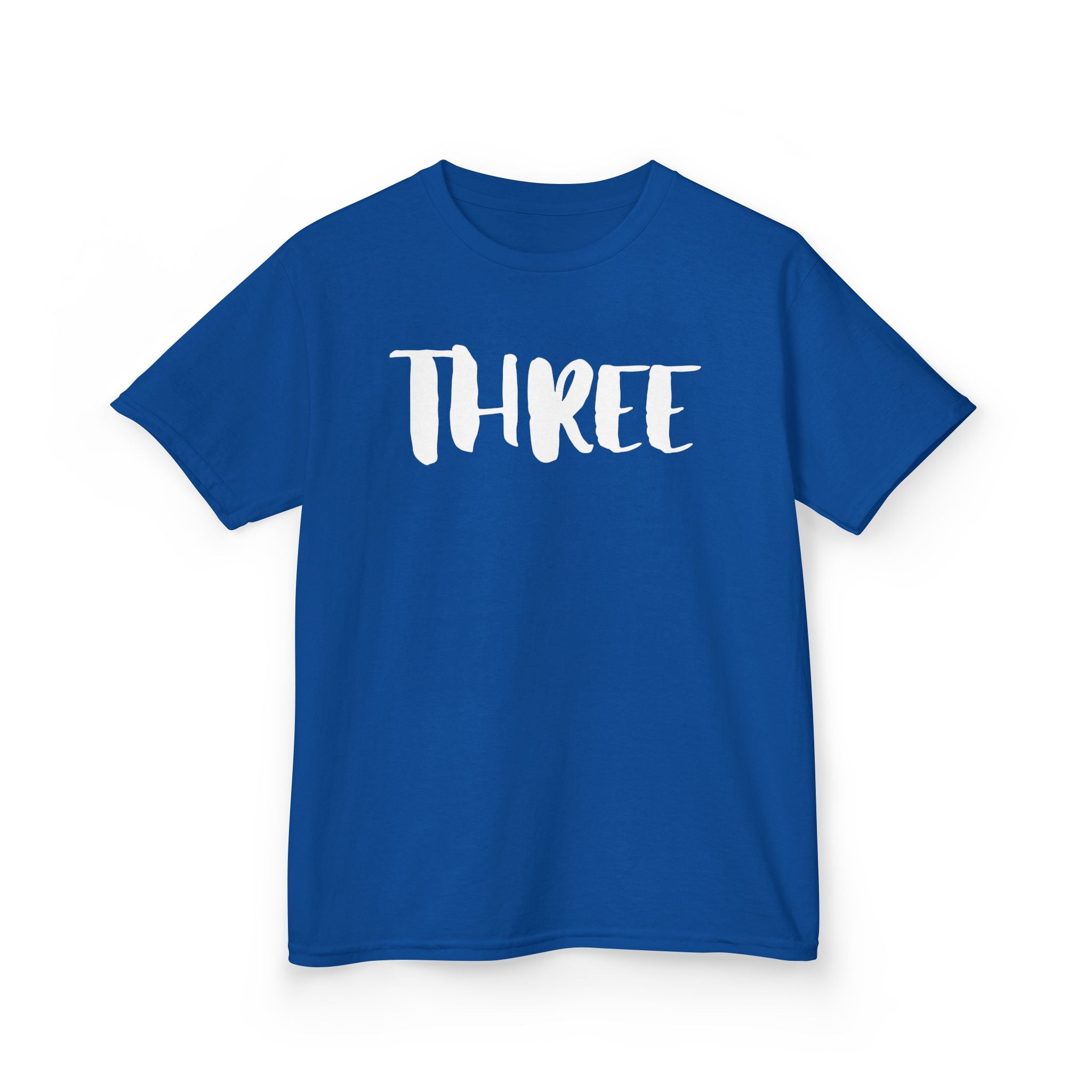 Kids Tee — "Three" Birthday Shirt, 3rd Birthday Toddler T‑Shirt