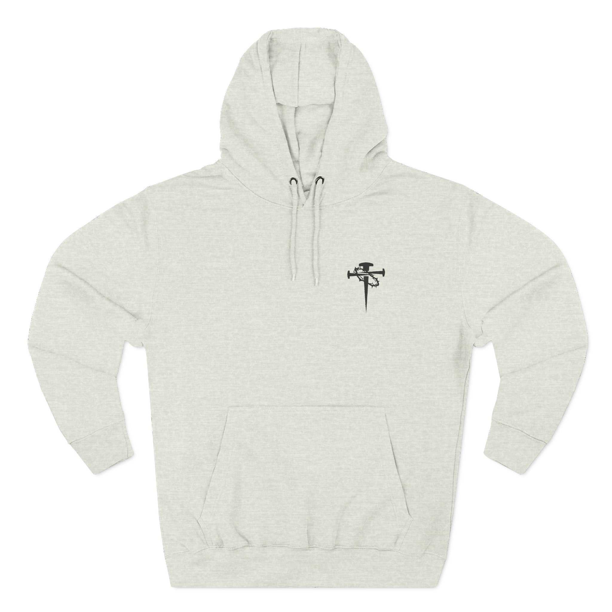 Embroidered Cross & Dagger with Thorn of Crowns — Minimal Christian Chest Graphic Logo Fleece Pullover