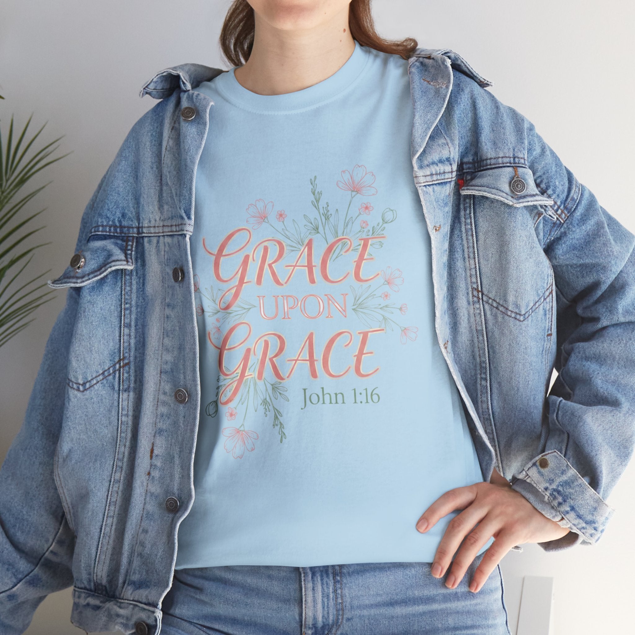 Grace Upon Grace Tee — John 1:16 Floral Christian T-Shirt