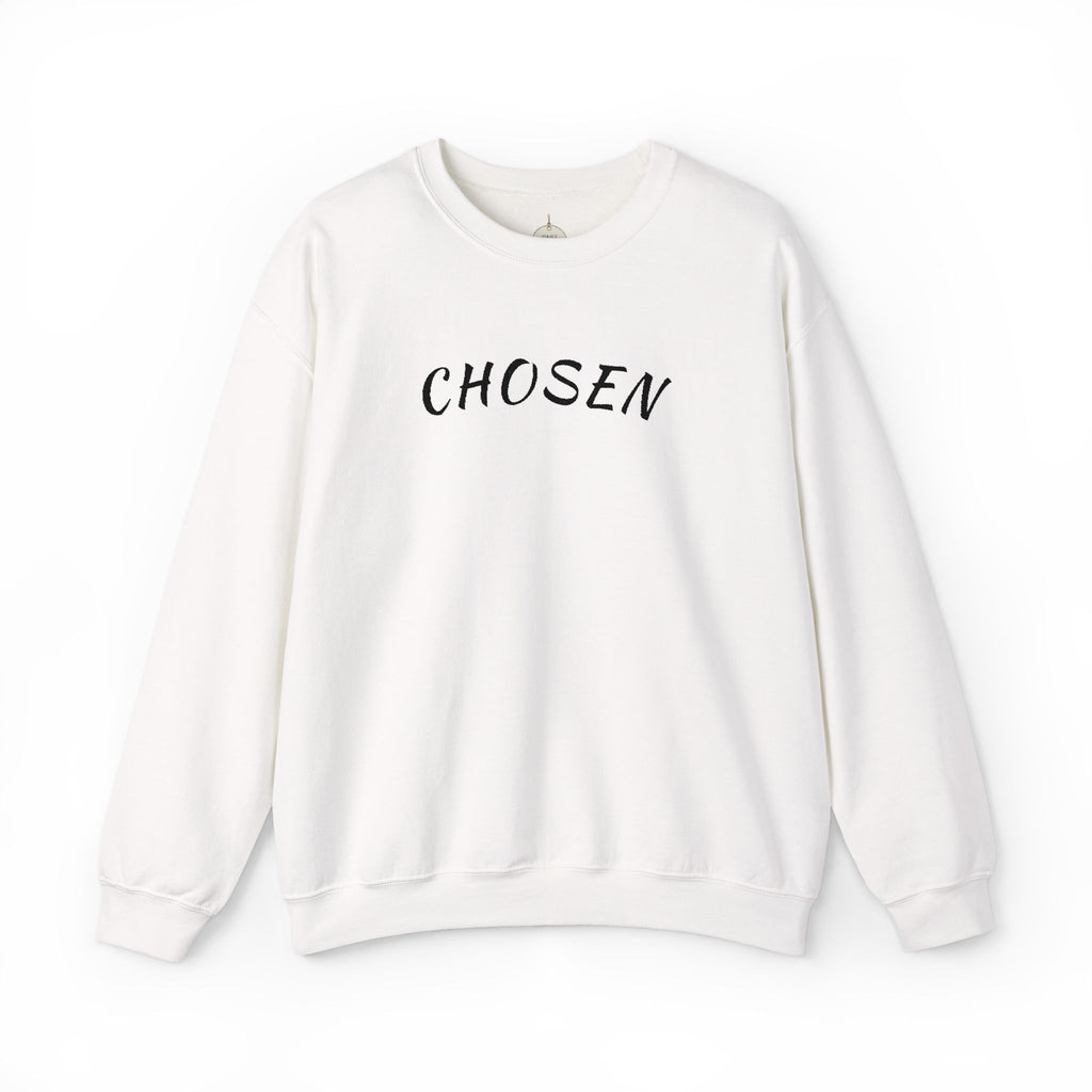 Embroidered Chosen Crewneck Sweatshirt — Minimalist Pullover with 'CHOSEN' Text