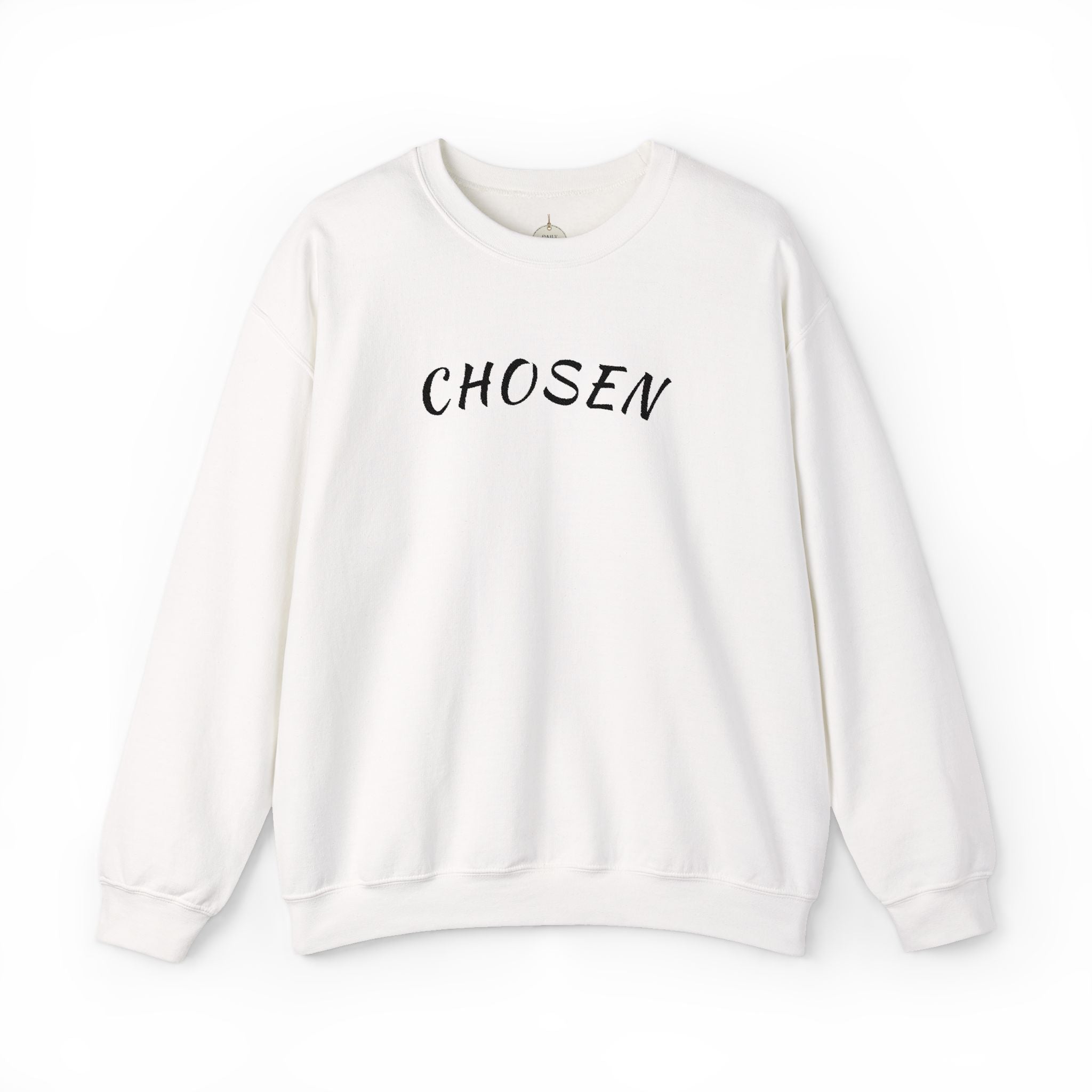 Embroidered Chosen Crewneck Sweatshirt — Minimalist Pullover with 'CHOSEN' Text