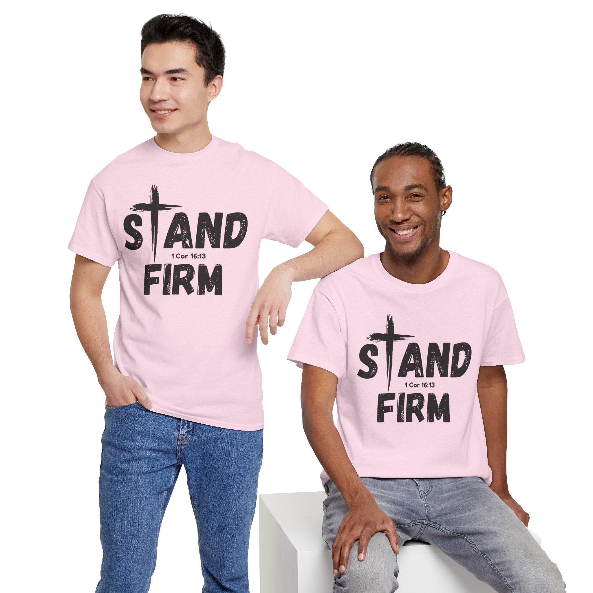 Stand Firm T-Shirt — Christian Faith Tee with Cross & 1 Cor 16:13 Inspirational Design
