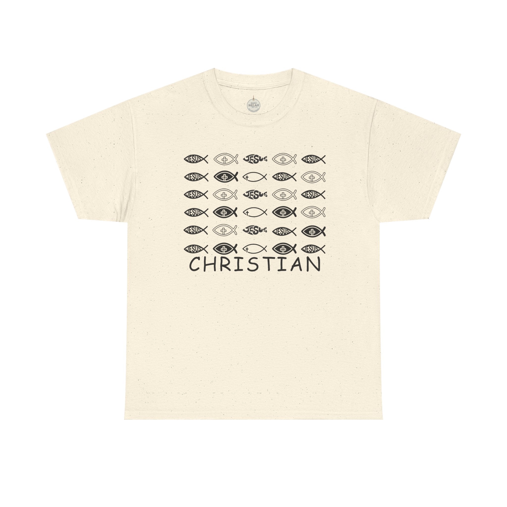 Christian Fish Pattern T‑Shirt — Ichthys Faith Tee - JESUS FISH