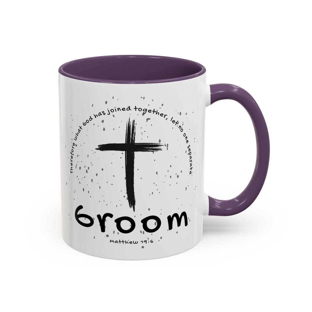 Groom Faith Coffee Mug – Cross & Matthew 19:6 Wedding Gift