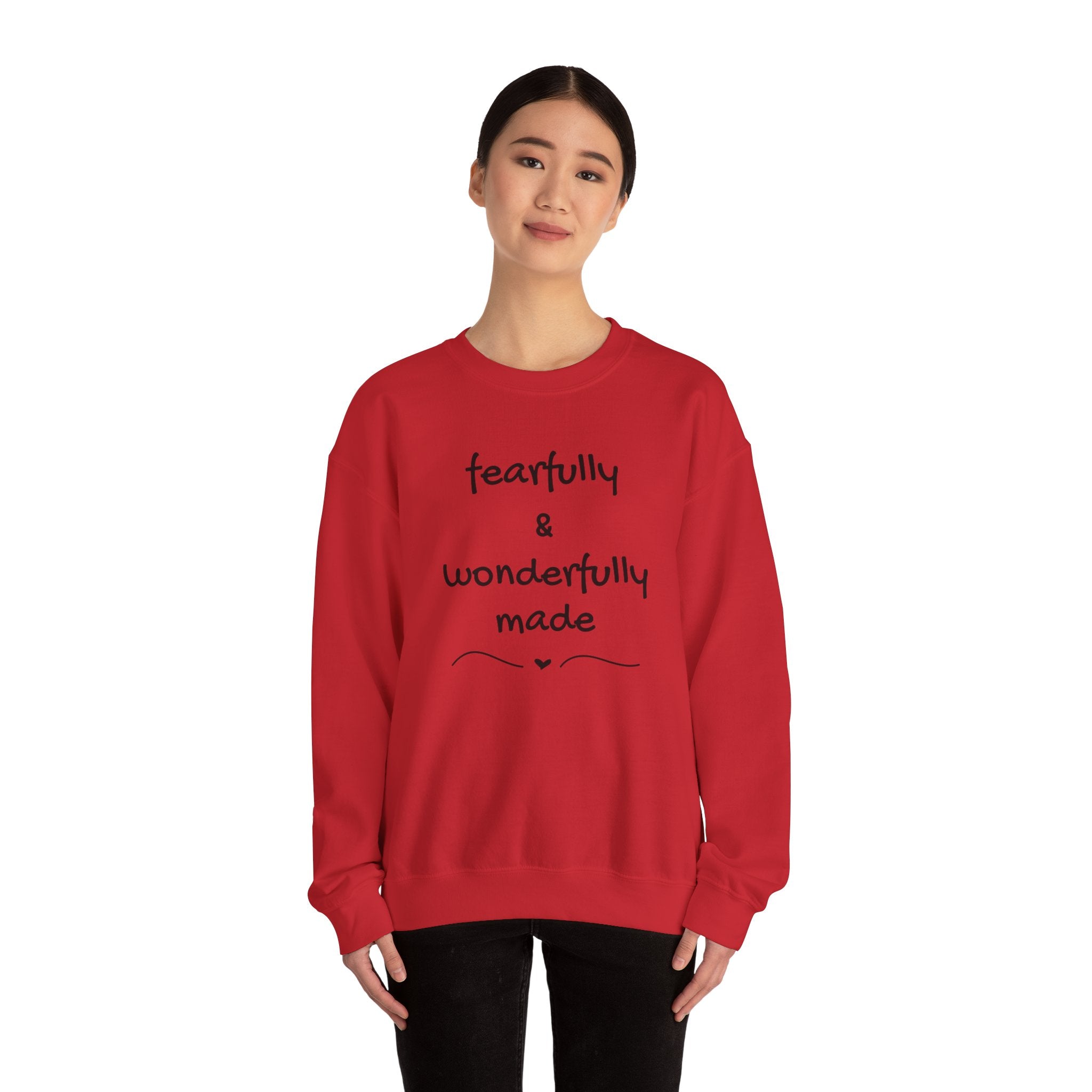 Faith-Based Crewneck Sweatshirt — "Fearfully & Wonderfully Made" Inspirational Pullover