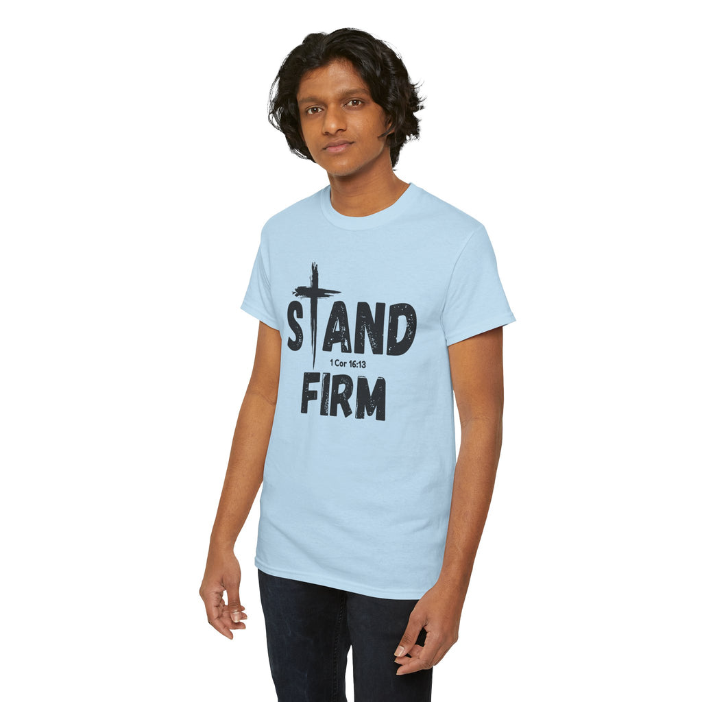 Stand Firm T-Shirt — Christian Faith Tee with Cross & 1 Cor 16:13 Inspirational Design