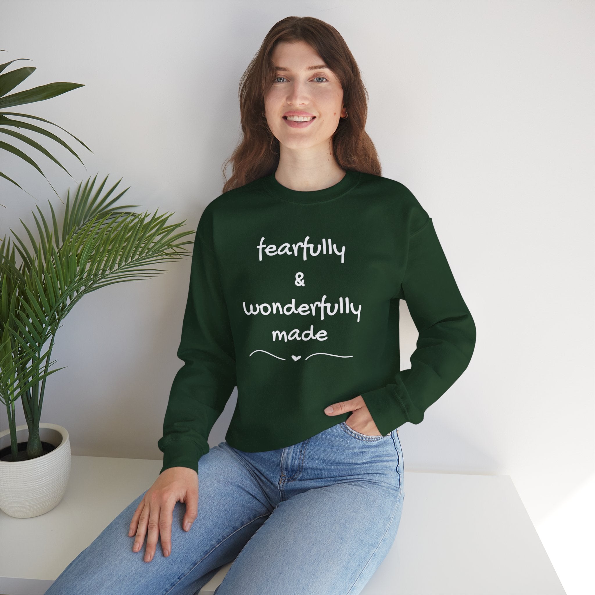 Faith-Based Crewneck Sweatshirt — "Fearfully & Wonderfully Made" Inspirational Pullover