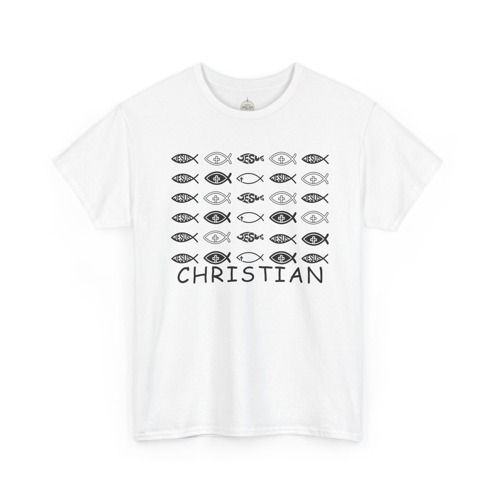 Christian Fish Pattern T‑Shirt — Ichthys Faith Tee - JESUS FISH