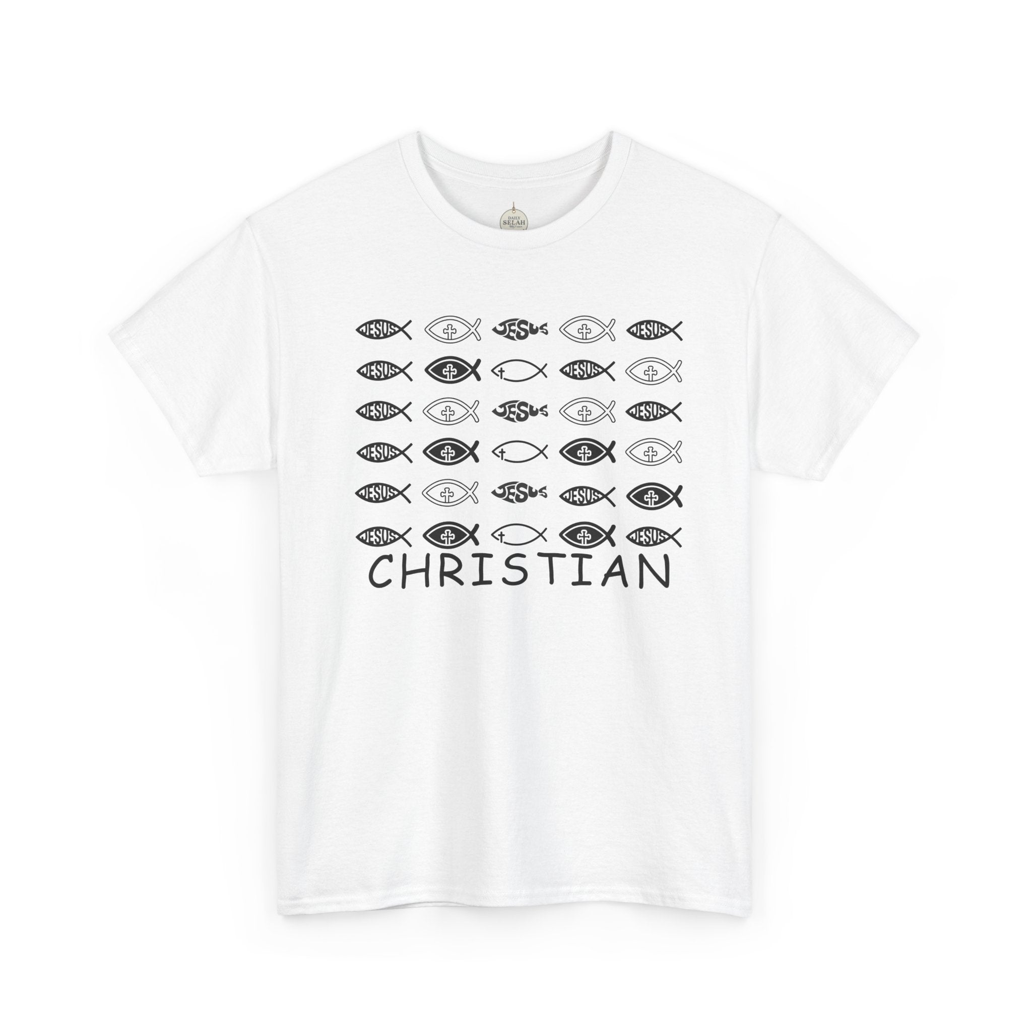 Christian Fish Pattern T‑Shirt — Ichthys Faith Tee - JESUS FISH