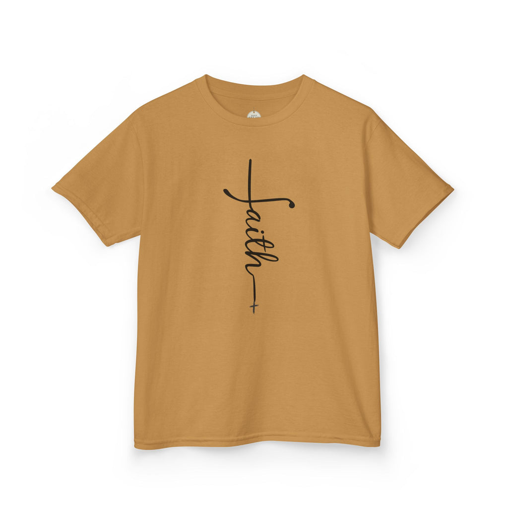 Kids Tee — Vertical "faith" Cross Script Graphic
