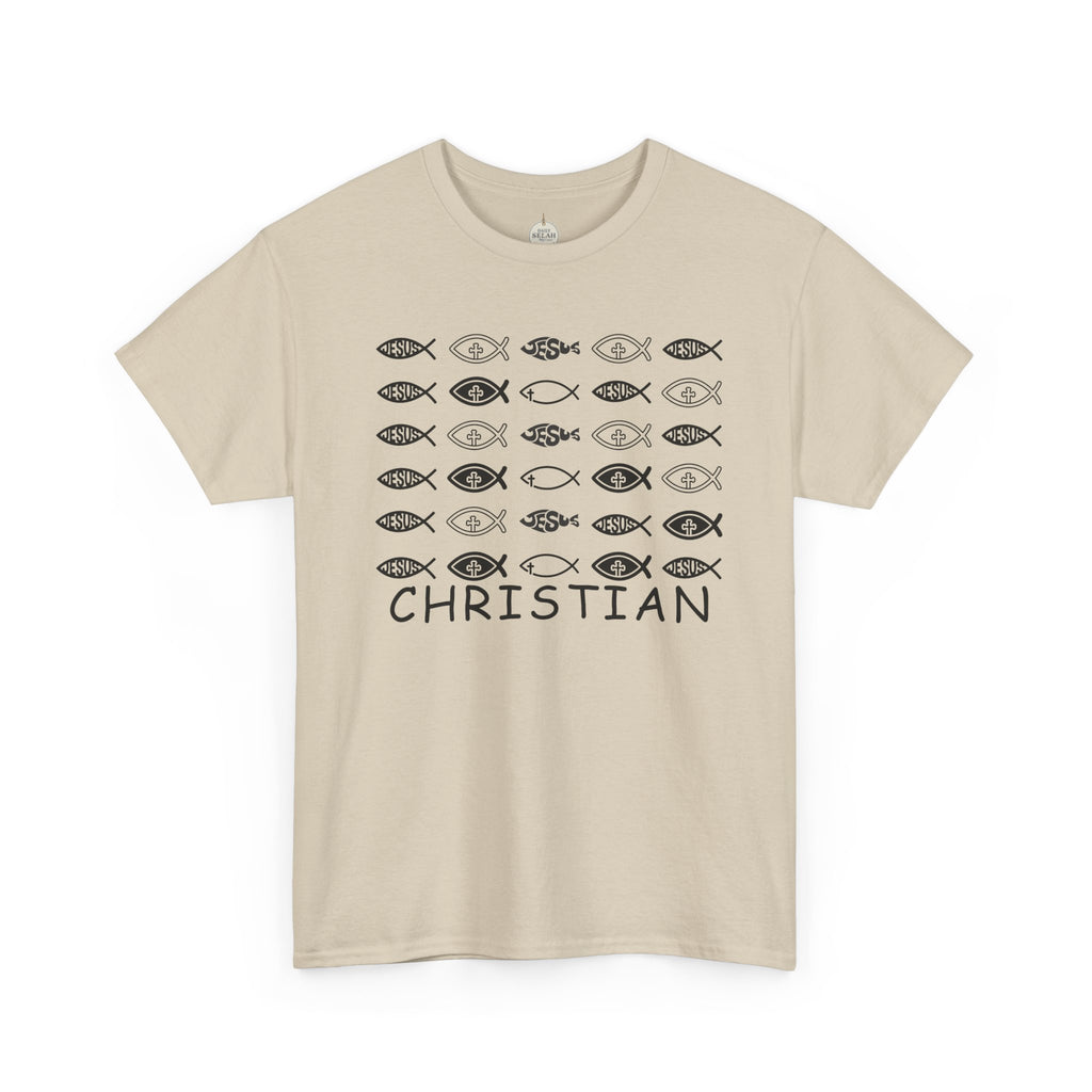 Christian Fish Pattern T‑Shirt — Ichthys Faith Tee - JESUS FISH