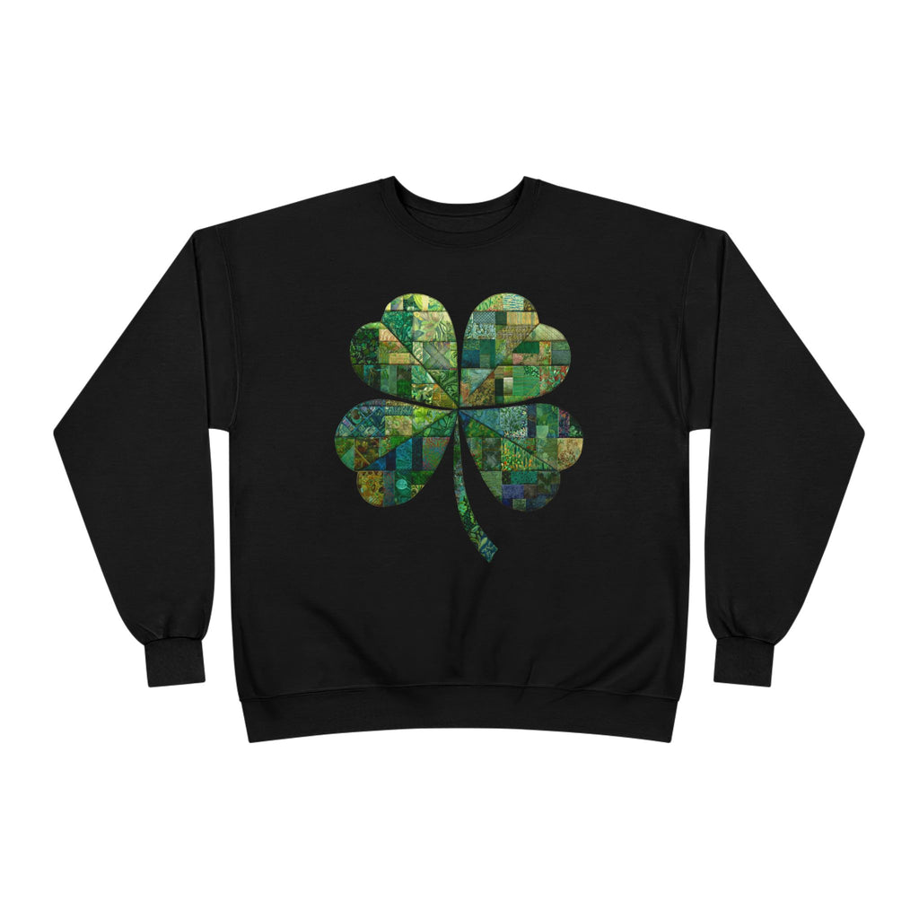 Green Mosaic Shamrock Crewneck Sweatshirt — St. Patrick’s Day Clover Design