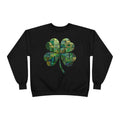Green Mosaic Shamrock Crewneck Sweatshirt — St. Patrick’s Day Clover Design