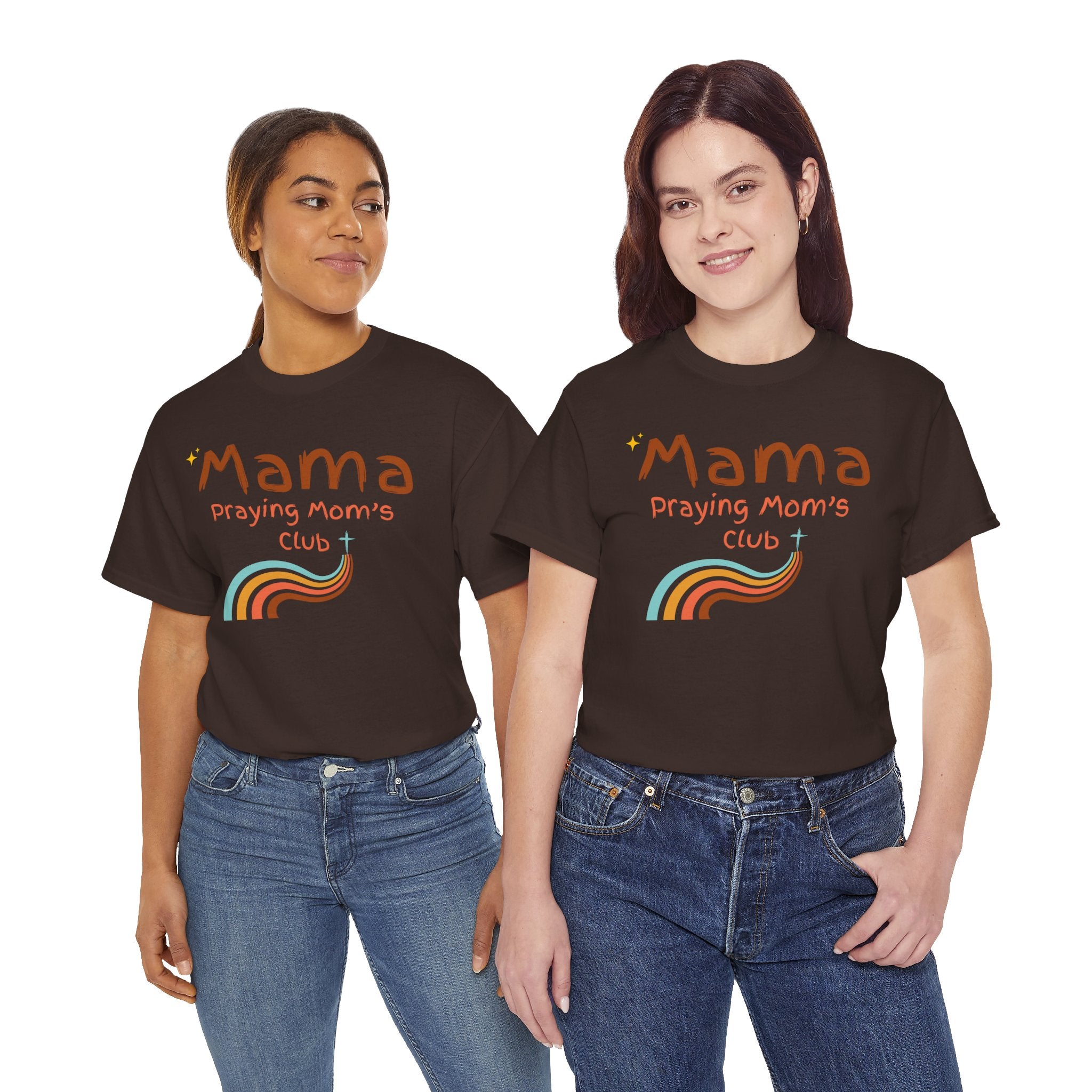 Mama Praying Mom's Club Tee — Inspirational Christian Mama T-Shirt with Rainbow - Mother's Day Gift