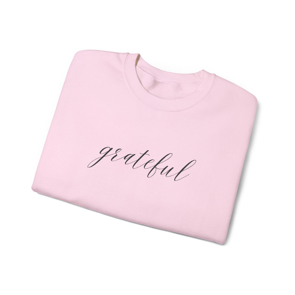 Embroidered Grateful Script Crewneck Sweatshirt