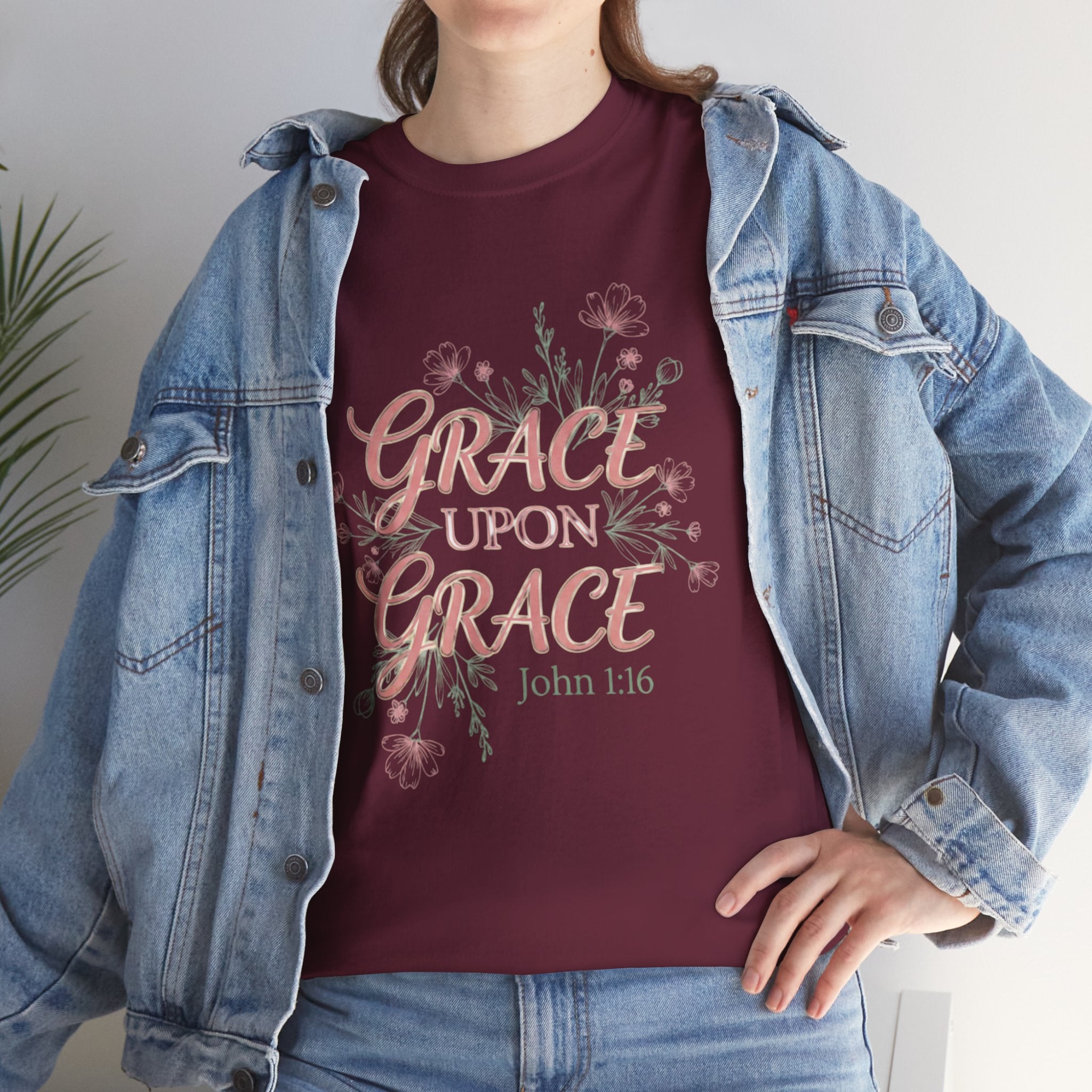 Grace Upon Grace Tee — John 1:16 Floral Christian T-Shirt