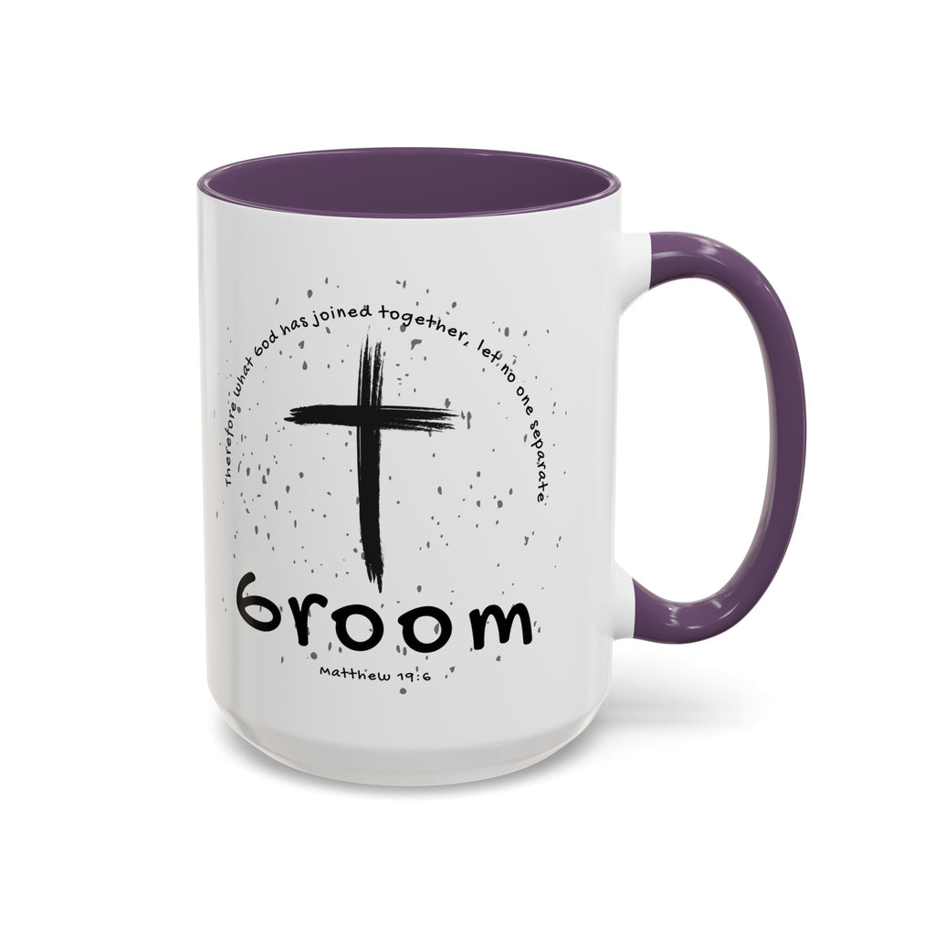 Groom Faith Coffee Mug – Cross & Matthew 19:6 Wedding Gift