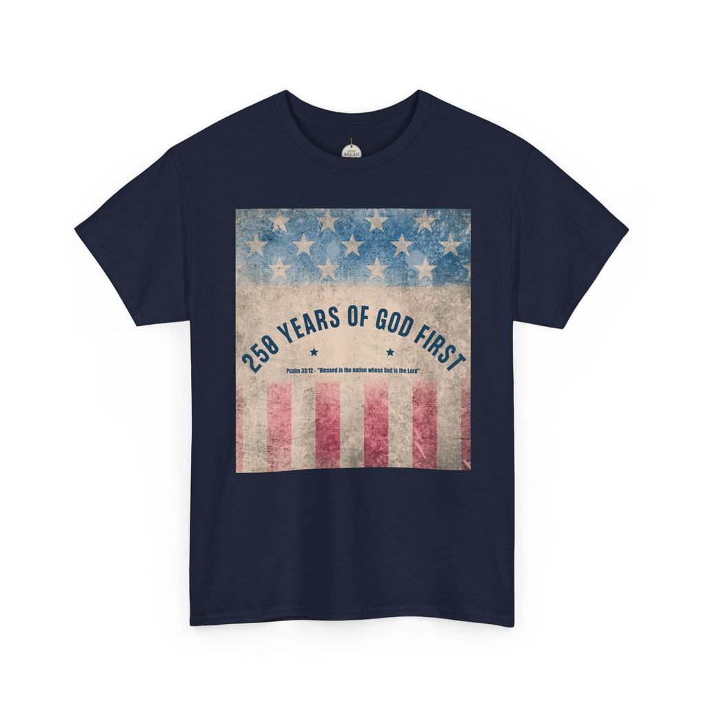 God First 250 Years Vintage American Flag  and Patriotic T-Shirt