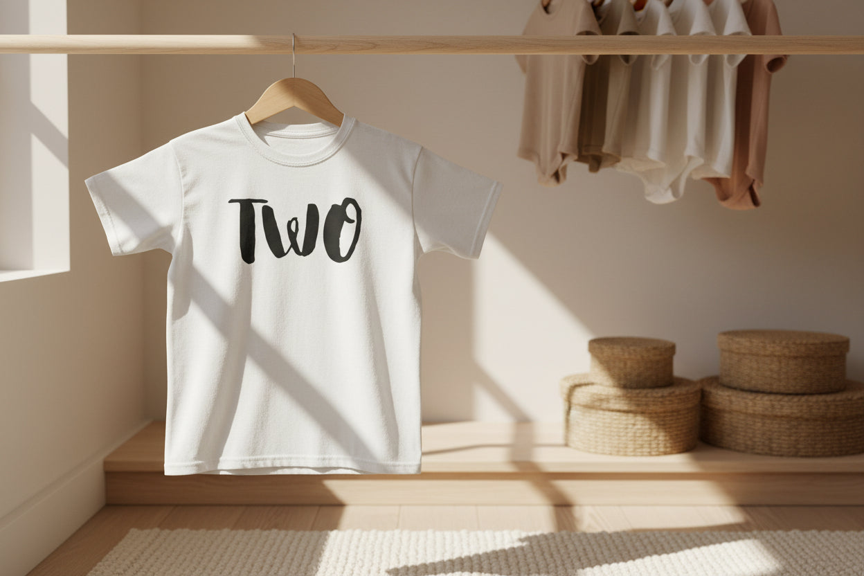 'Two' Kids T‑Shirt – Birthday Toddler Number Shirt for 2-Year-Olds