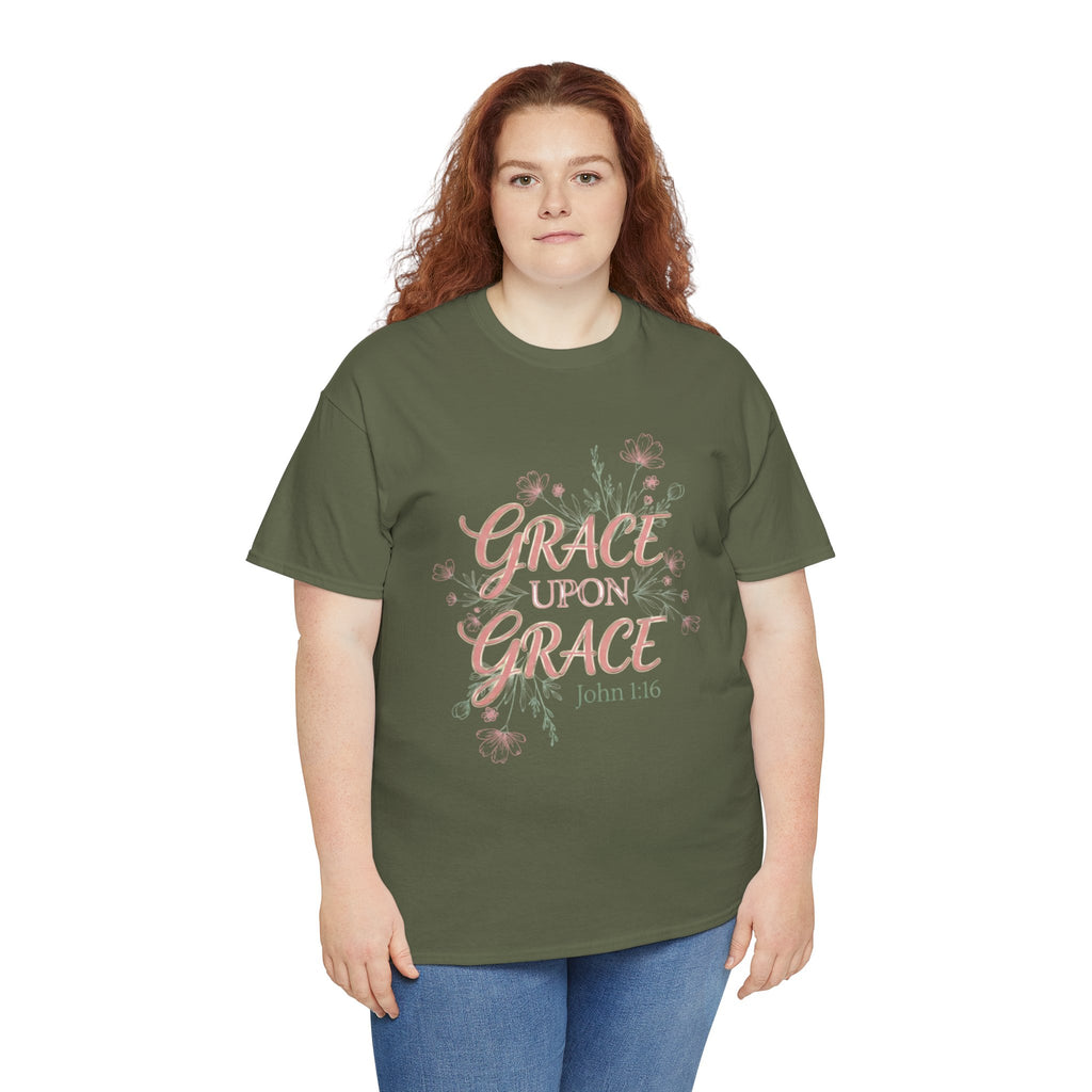 Grace Upon Grace Tee — John 1:16 Floral Christian T-Shirt