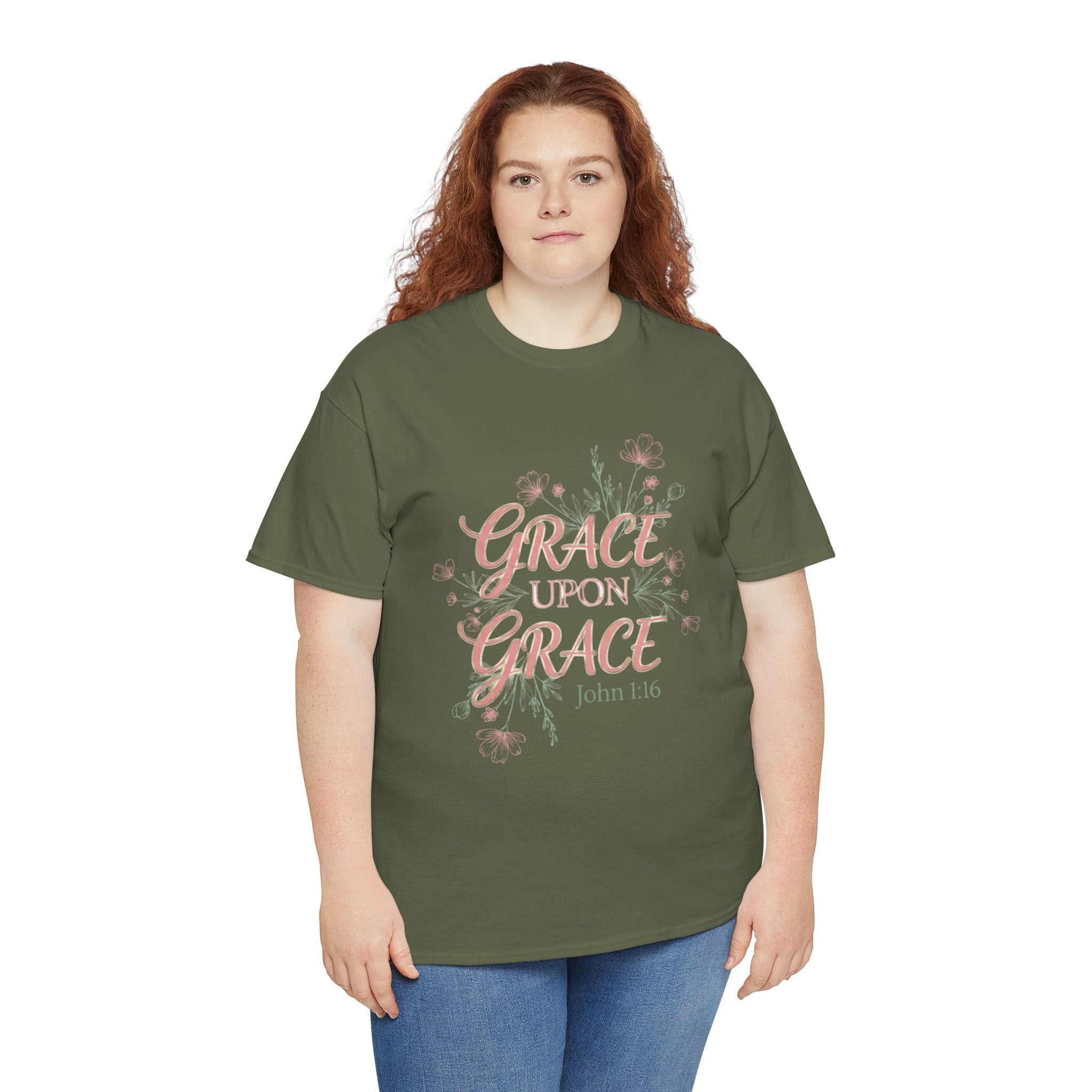 Grace Upon Grace Tee — John 1:16 Floral Christian T-Shirt