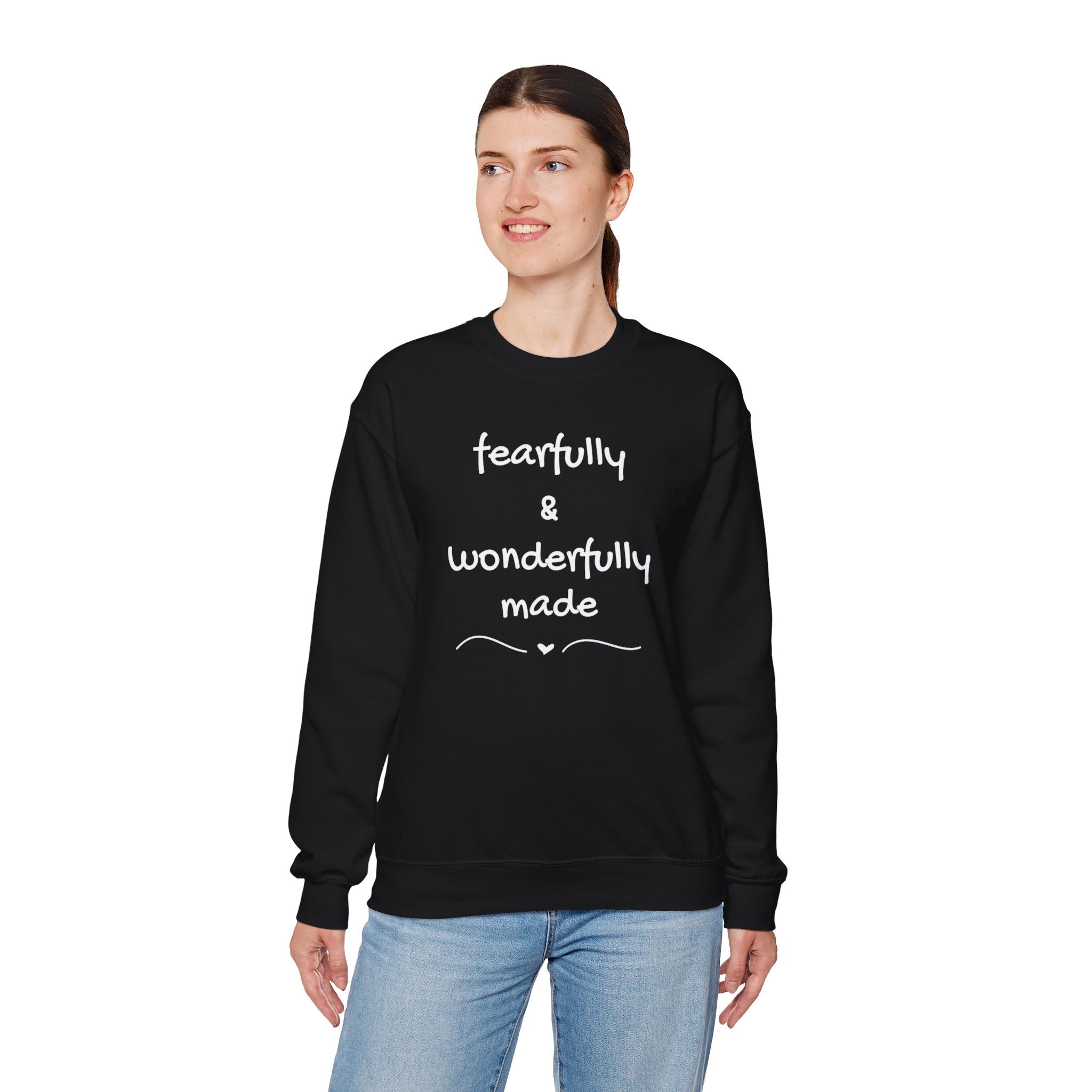 Faith-Based Crewneck Sweatshirt — "Fearfully & Wonderfully Made" Inspirational Pullover