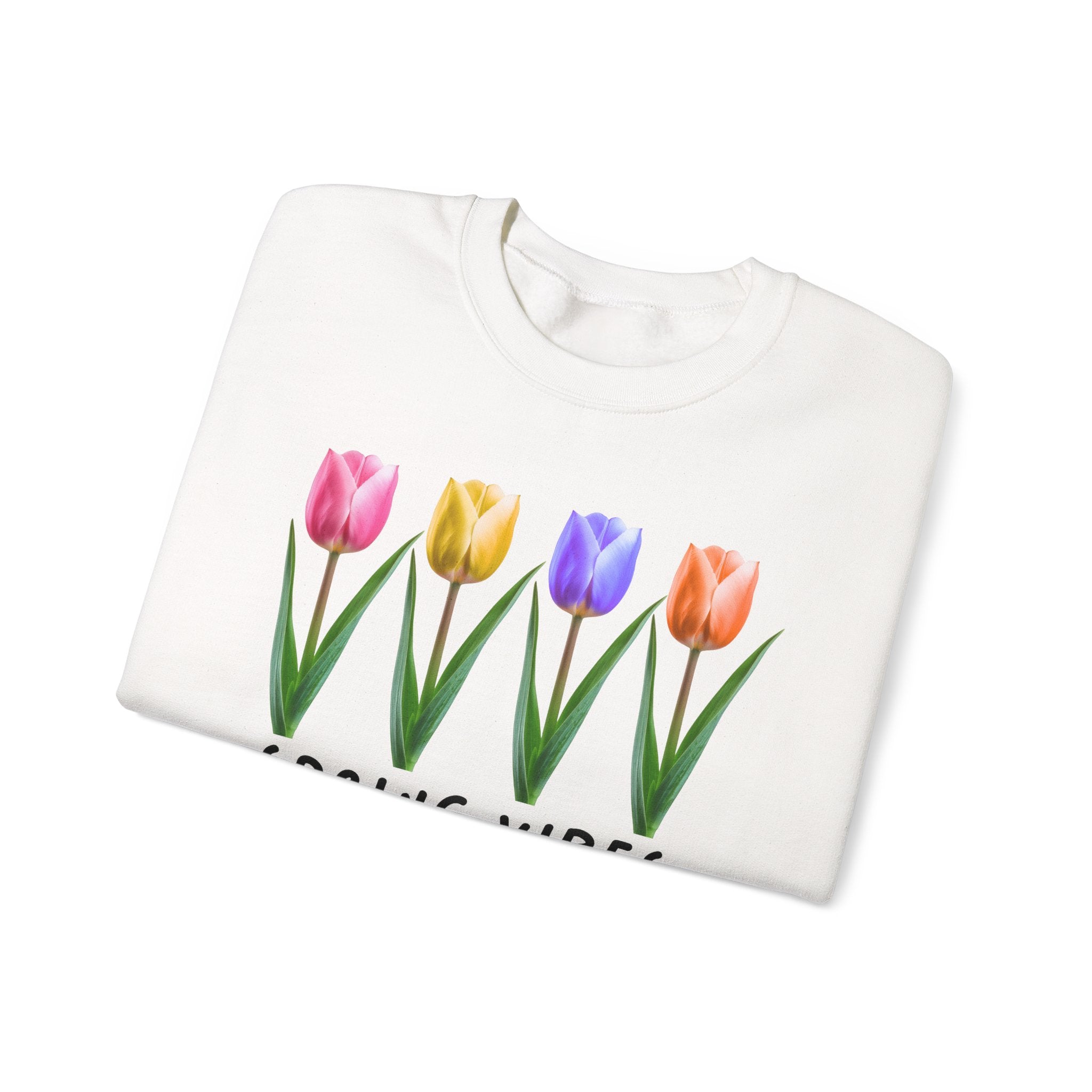 Crewneck Sweatshirt - Spring Vibes Tulips Floral Graphic