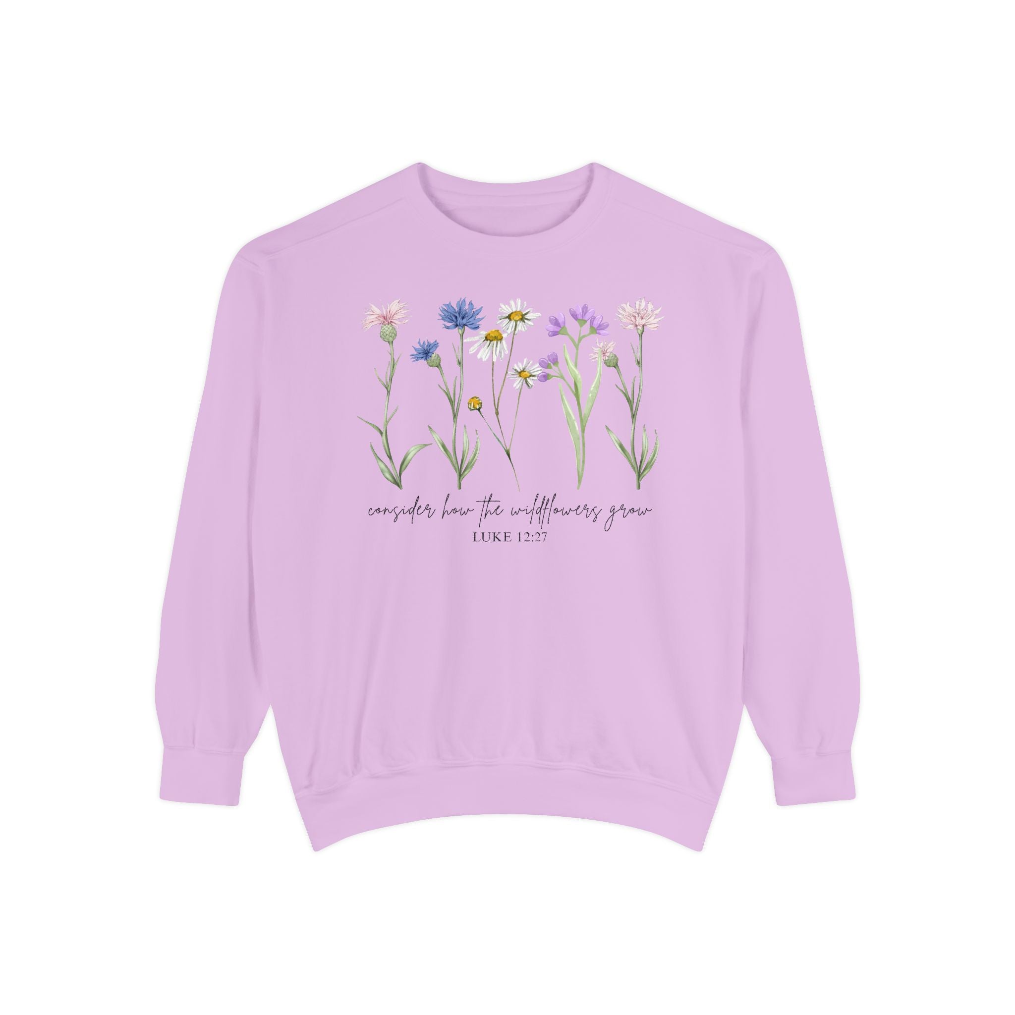 Floral Wildflower Sweatshirt — "comfort lies in allowing yourself to grow"