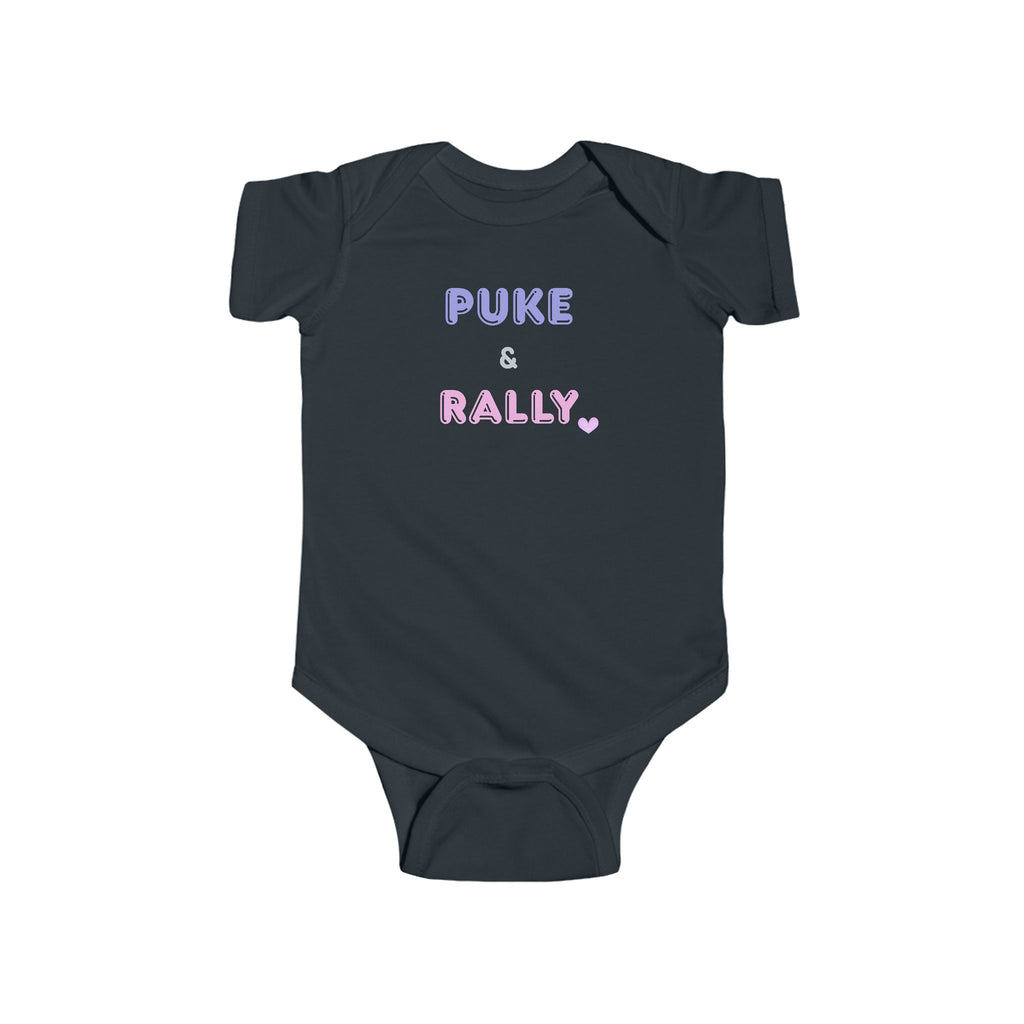 Infant Bodysuit “Puke & Rally” Cute Newborn Onesie — Funny Baby Shower Gift