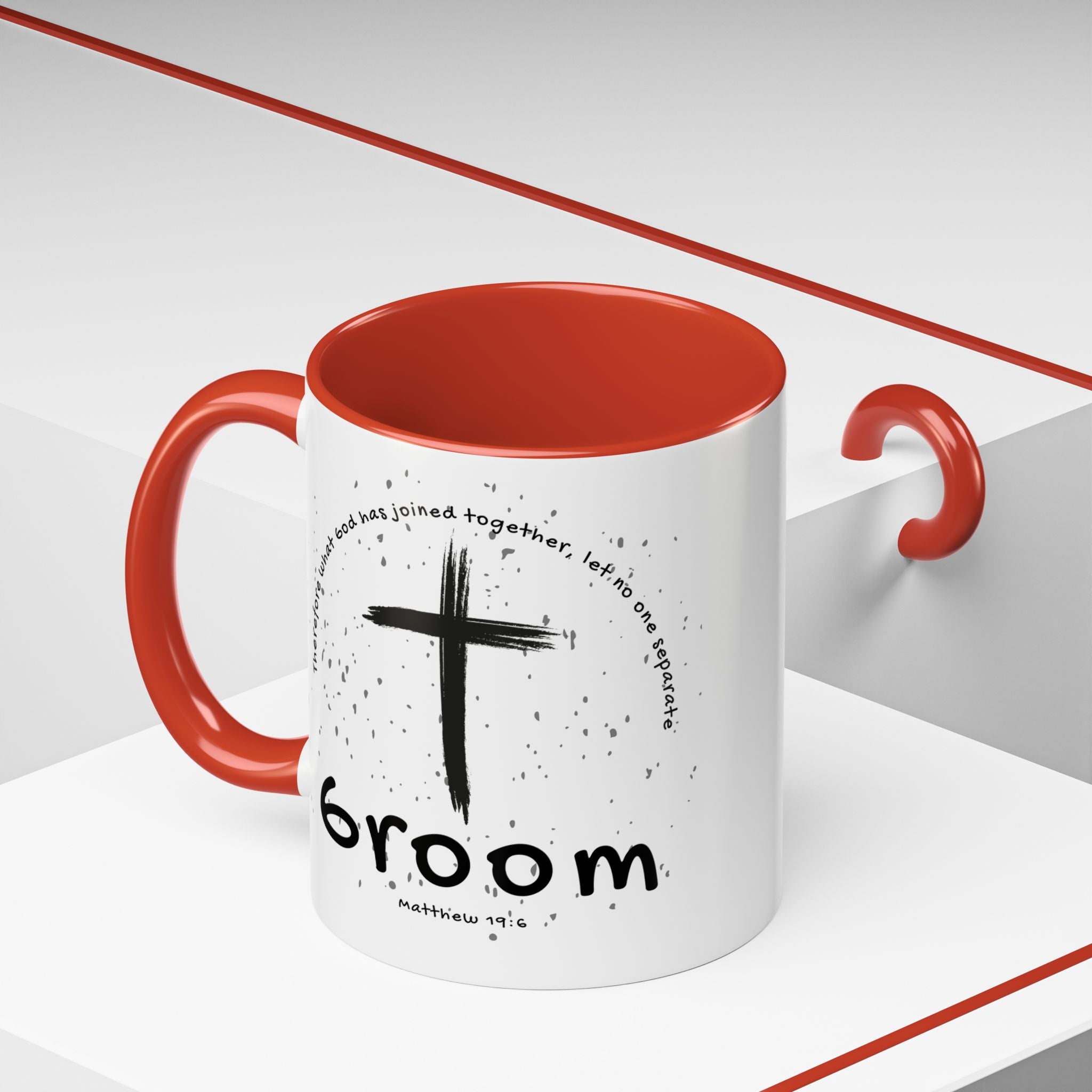 Groom Faith Coffee Mug – Cross & Matthew 19:6 Wedding Gift